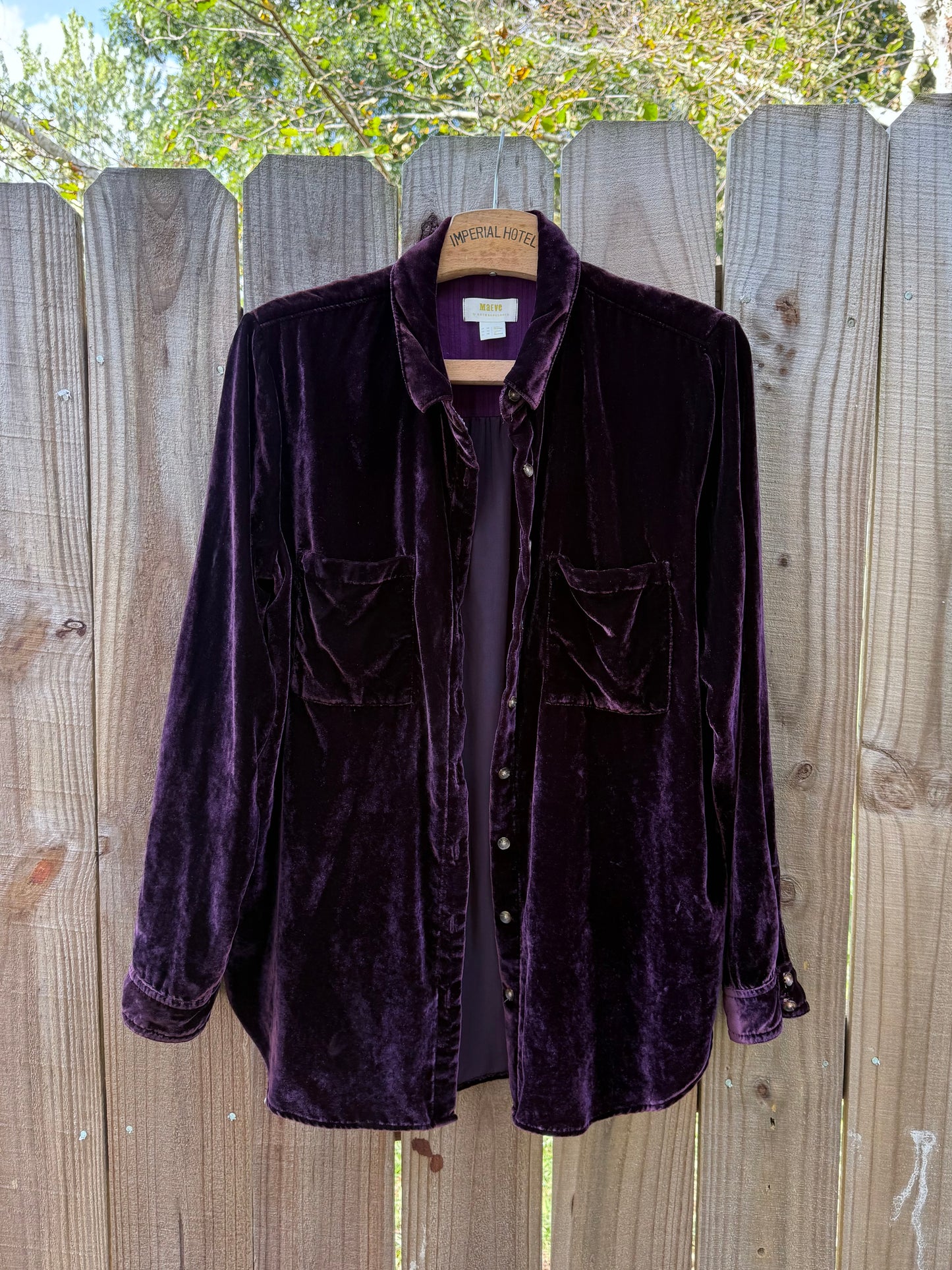Maeve Velvet Oxblood Button-Down Shirt — Anthropologie