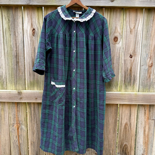 Vintage Vermont Country Store Plaid Flannel Nightgown