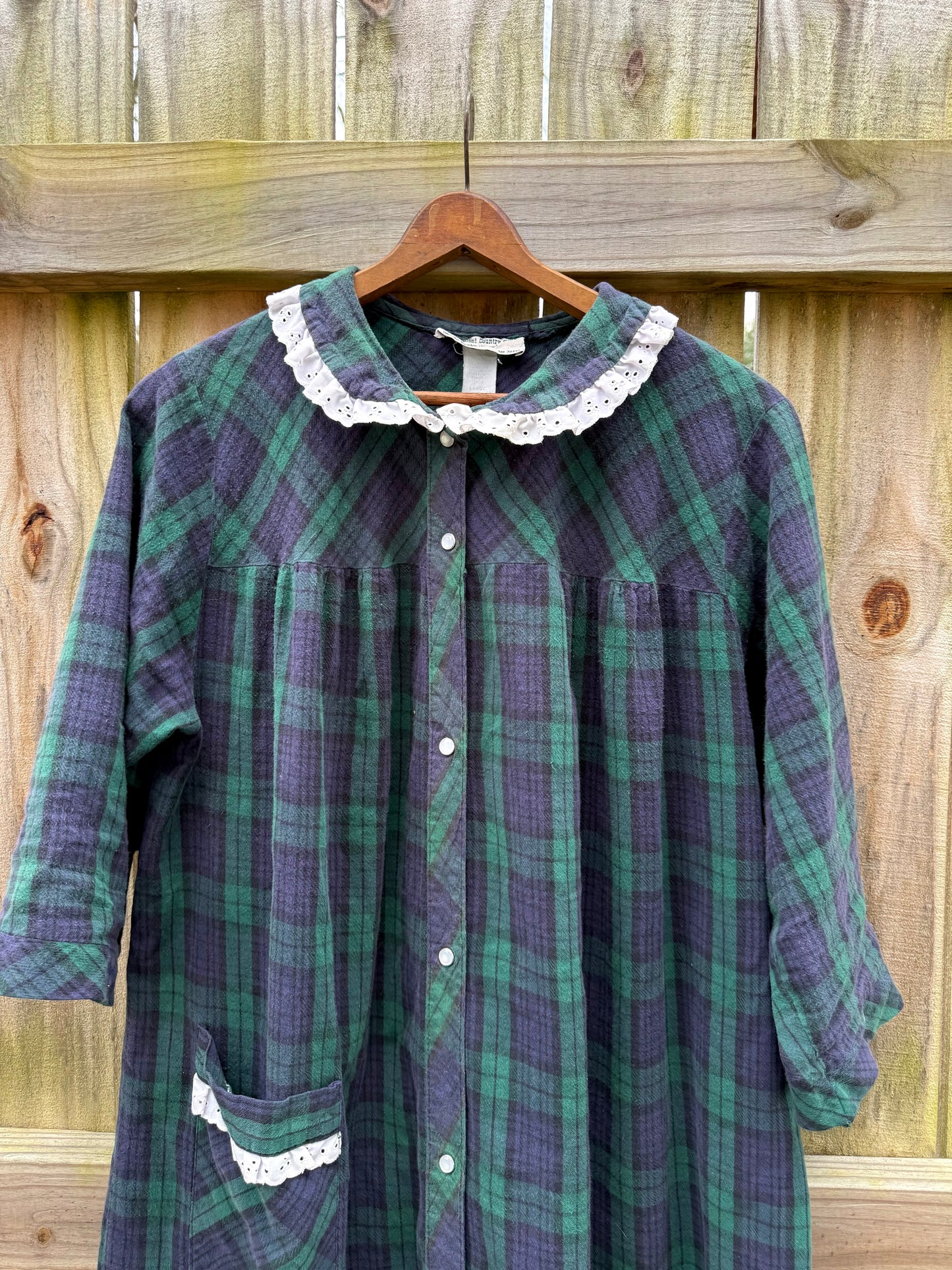 Vintage Vermont Country Store Plaid Flannel Nightgown