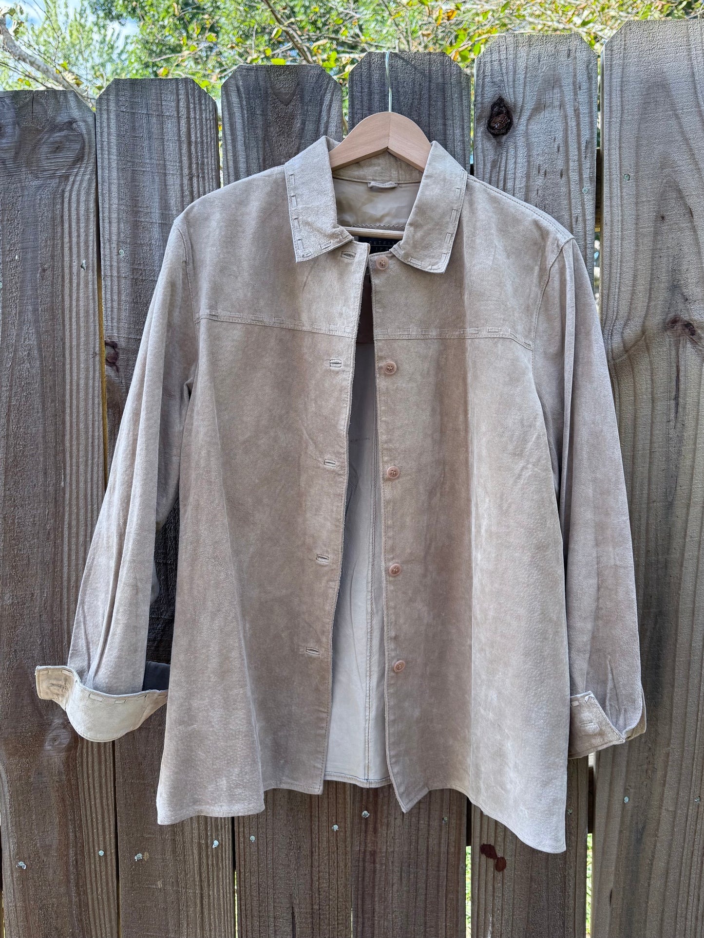 Vintage Suede Shirt-Jacket / 90s Minimalist / Ralph Lauren Style Western Blazer