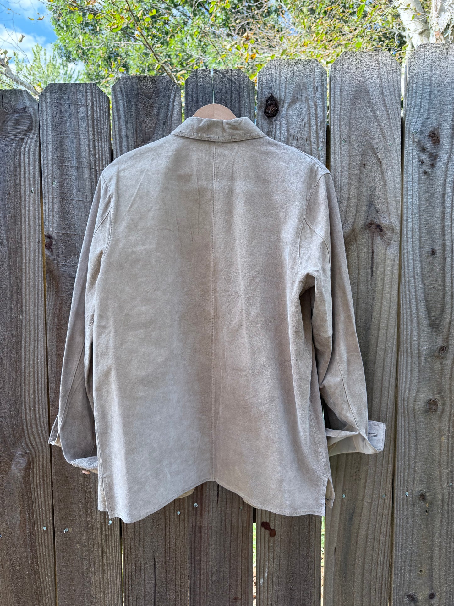 Vintage Suede Shirt-Jacket / 90s Minimalist / Ralph Lauren Style Western Blazer