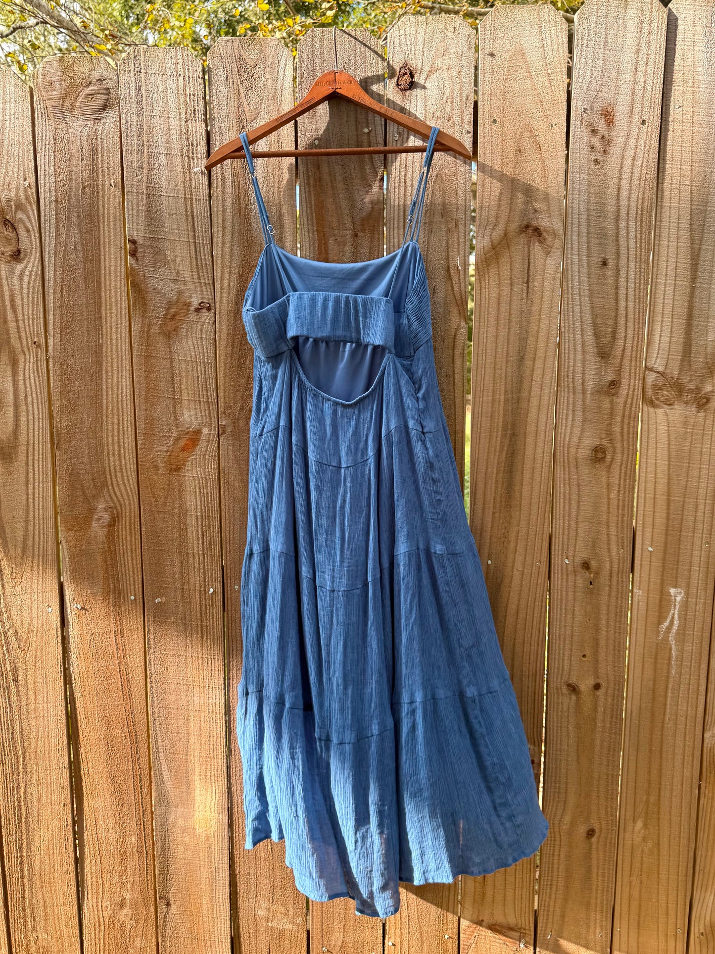 Strappy Shirred Maxi Dress – Deep Sky Blue