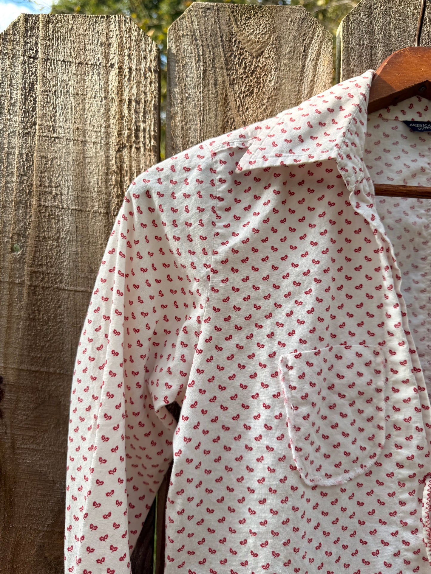 Y2K Lace-Up Handkerchief Print Blouse — Festival Flair / American Eagle Vintage Top XS-S
