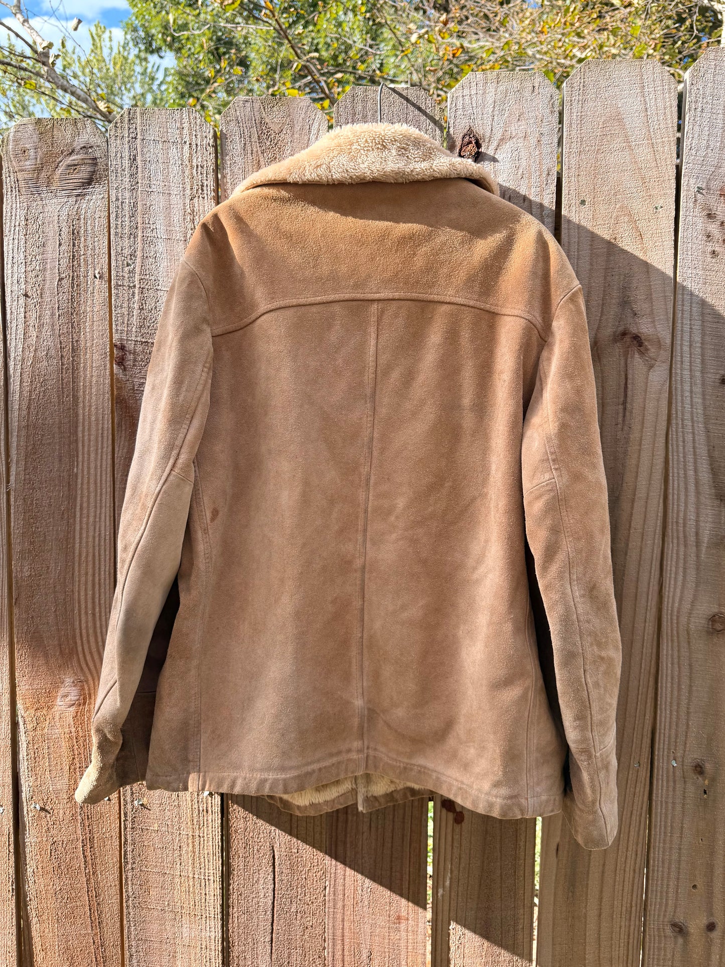 Vintage Shearling Pioneer Wear Coat — Suede &amp; Sherpa (Made in Korea, Albuquerque Label)