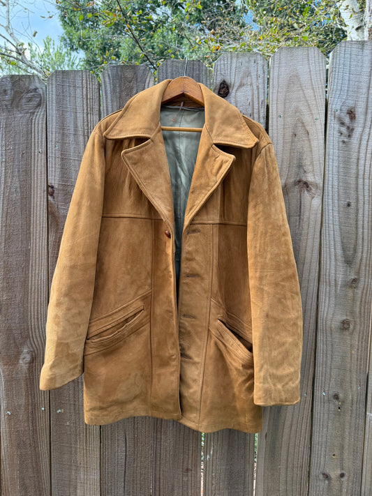 70s Camel Suede Jacket — Boho Western Festival / Vintage Menswear Coat