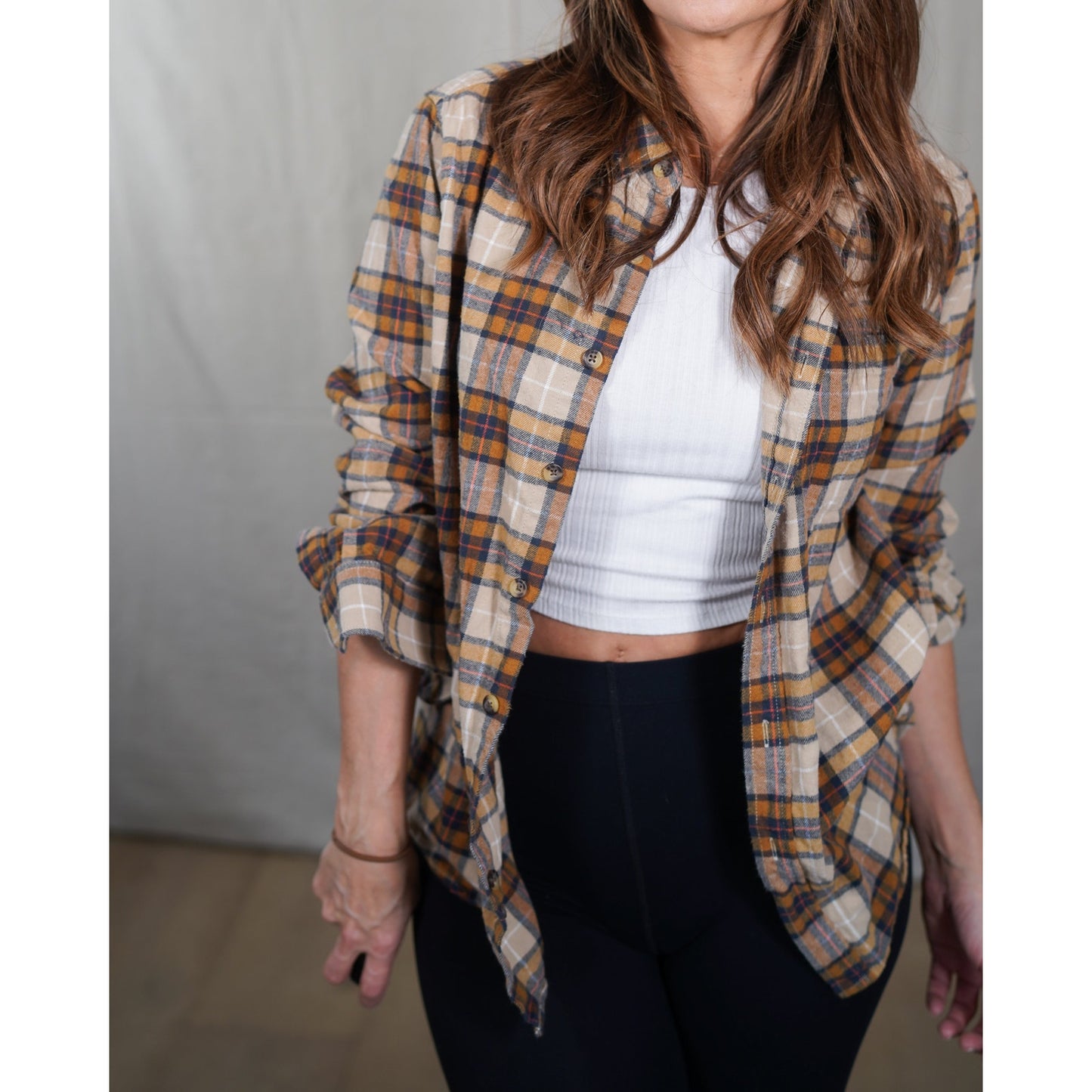 Eddie Bauer Plaid Flannel Shirt – Camel / Rust
