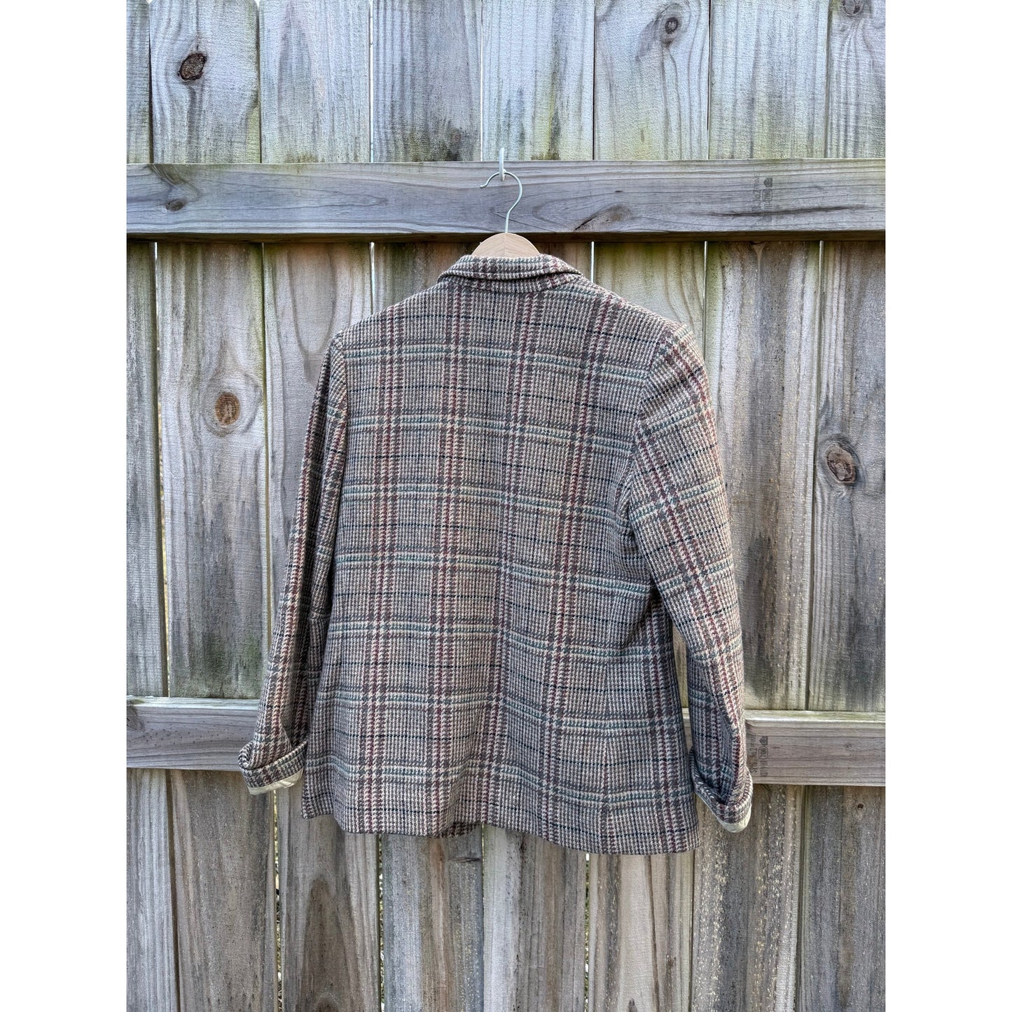 Vintage Plaid Wool Tailored Blazer