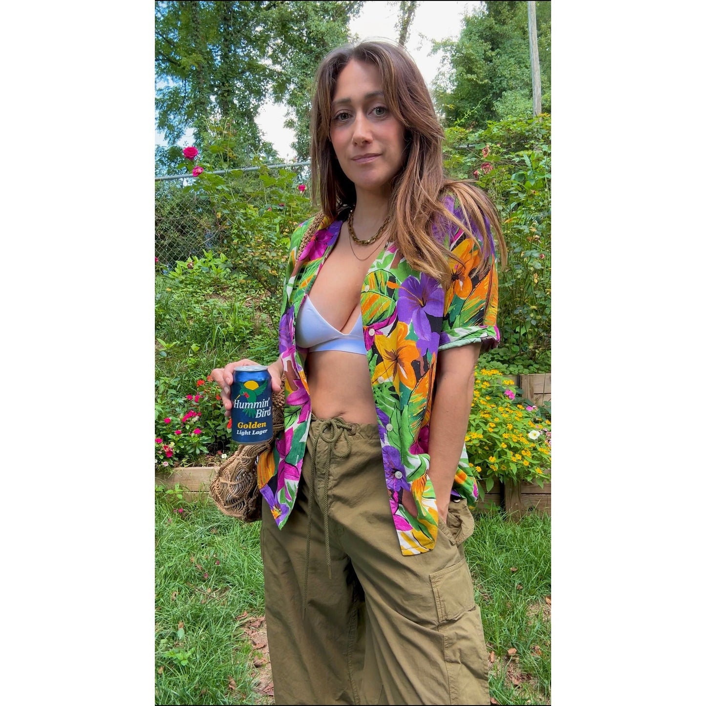 Vintage Pendleton Petite Hawaiian Floral Button-Up Shirt Hipster 90s