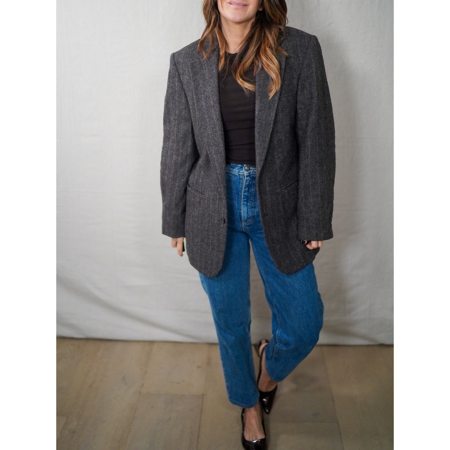 VINTAGE ANDHURST HERRINGBONE WOOL BLAZER