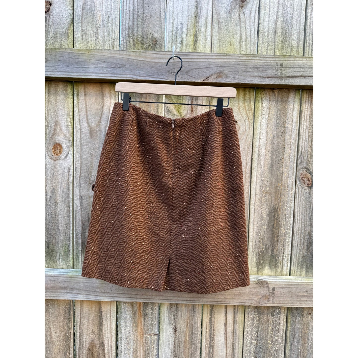 Vintage Amanda Smith Brown Speckled Wool Herringbone Mini Skirt