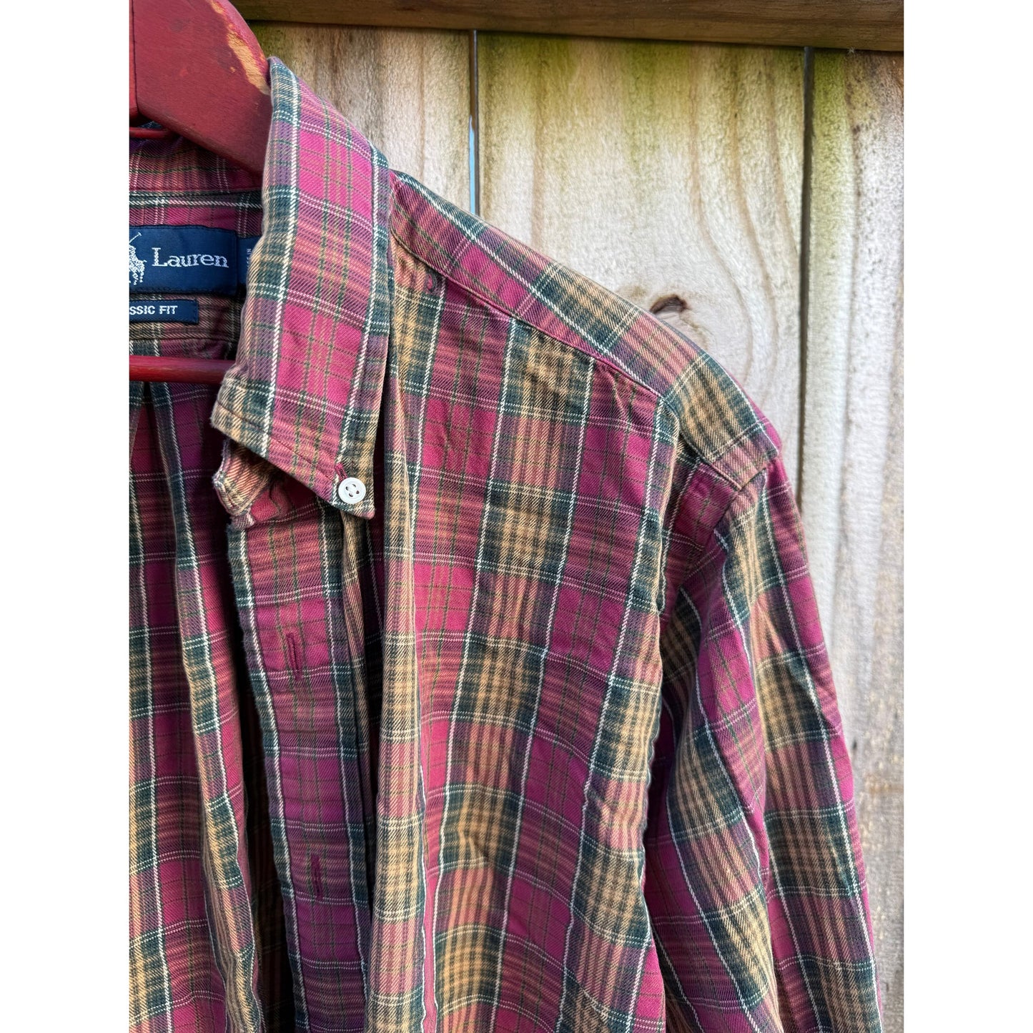 Ralph Lauren Plaid Button Down Shirt / Classic Fit / Red Green Tartan / Vintage Prep