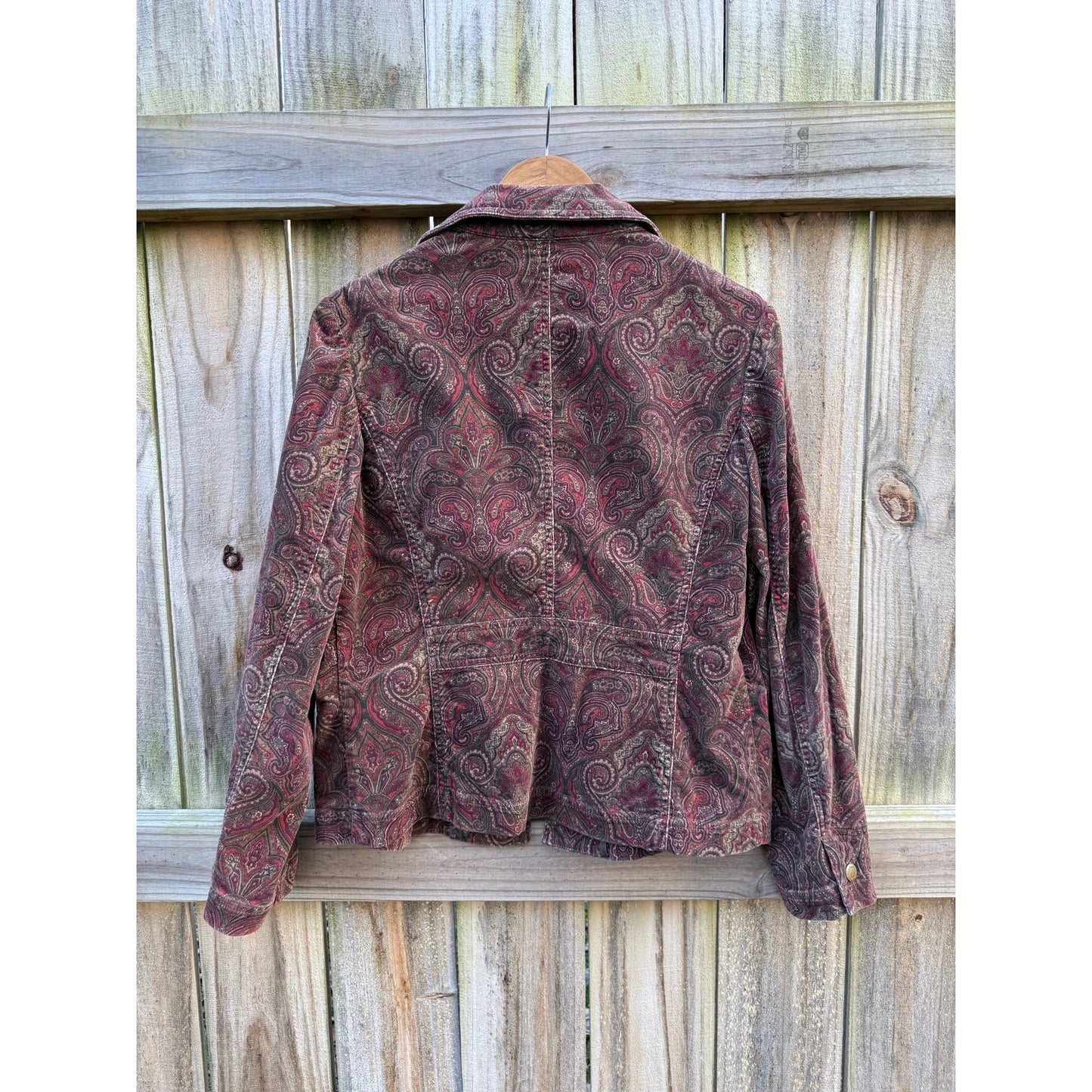 Paisley Corduroy Field Jacket - Burgundy Brown