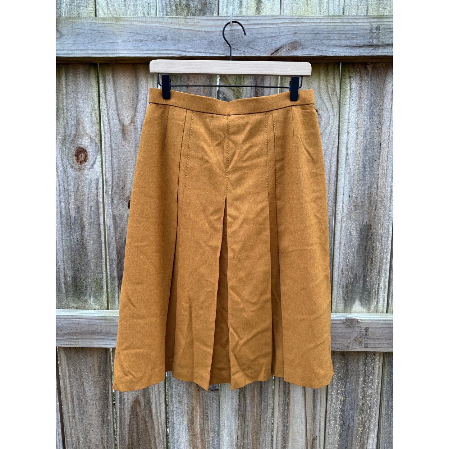 Mustard Pleated Midi Skirt | Tailored Front Pleat, Soft A-Line Shape