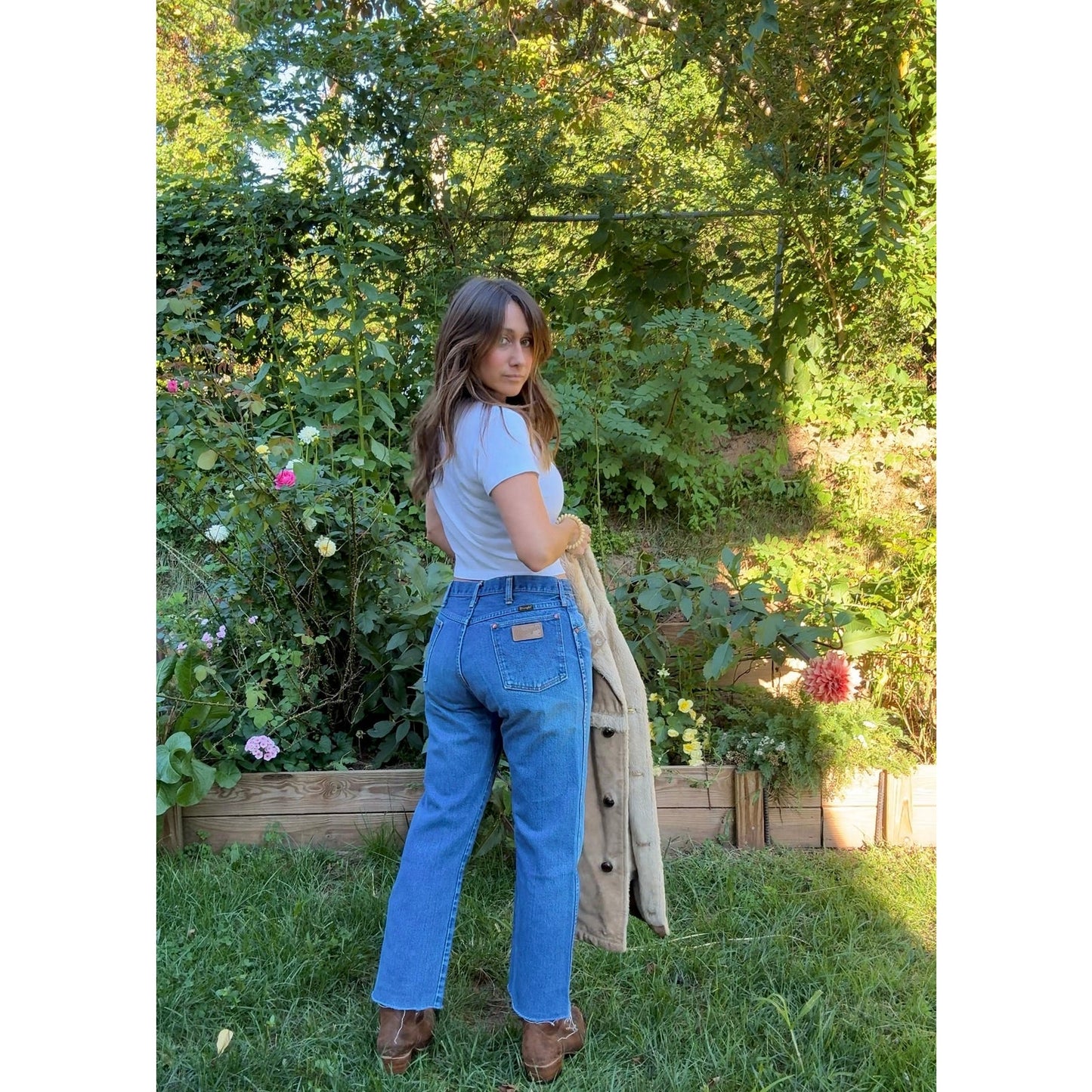 Vintage Wrangler Cropped Raw Edge Hem Straight Leg Jeans