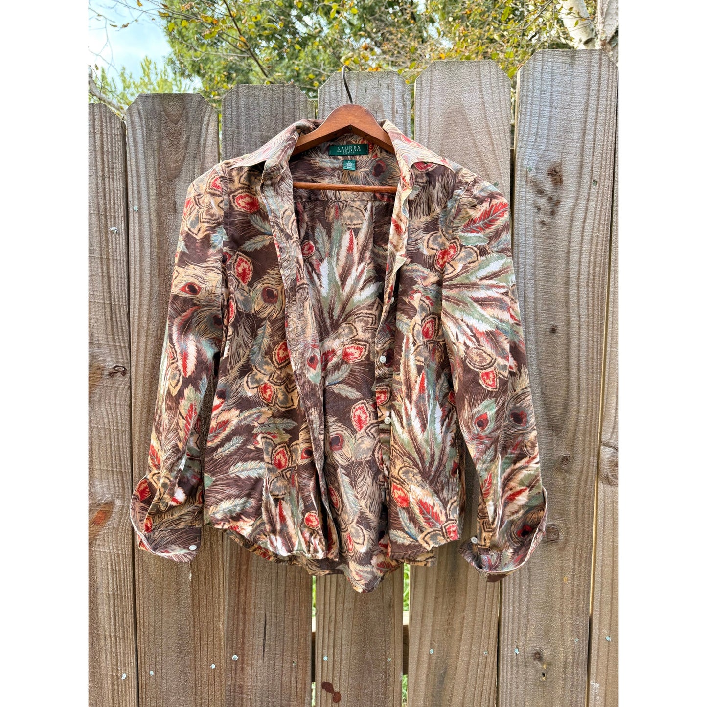 Vintage Ralph Lauren Feather Print Button-Down Shirt / Western