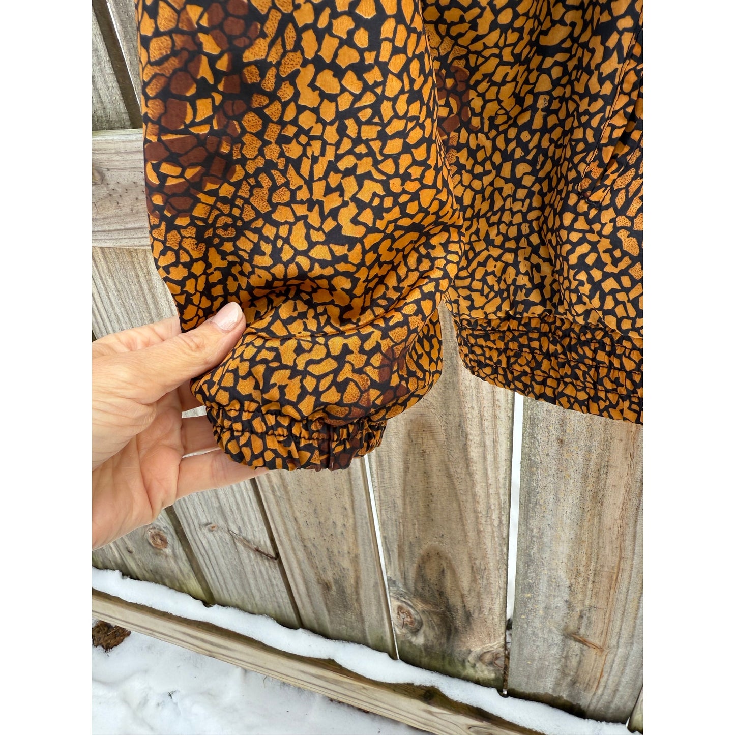 Vintage Abstract Animal Print Windbreaker Jacket