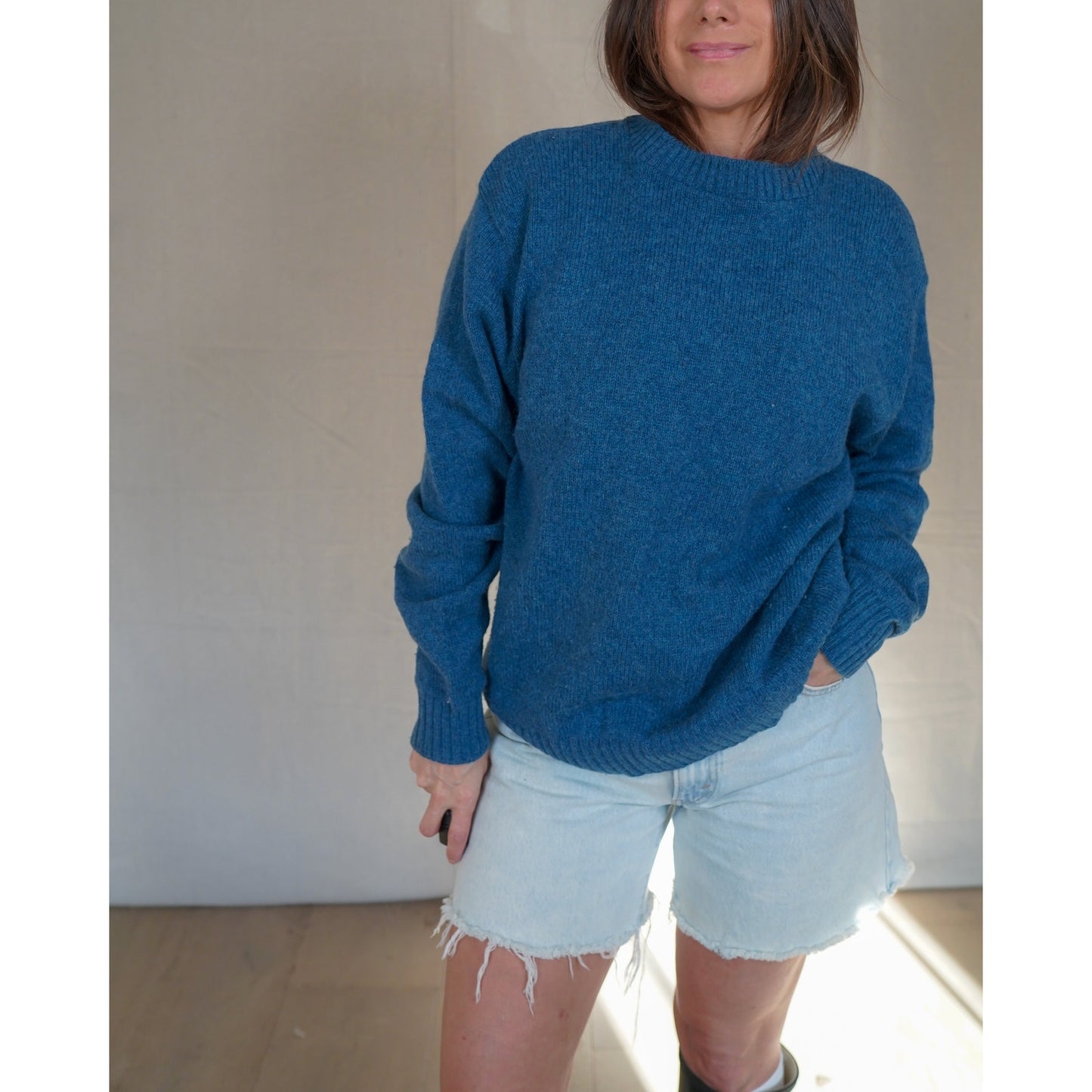 Andhurst Wool Blend Crewneck Sweater – Washed Blue – Size M (approx)