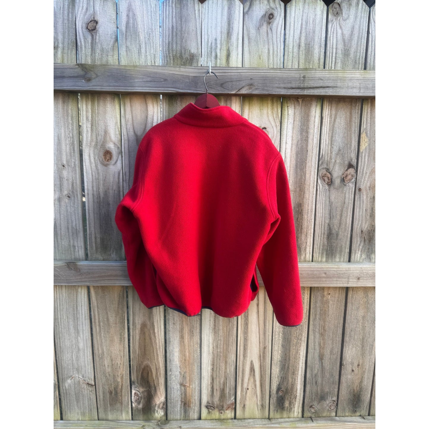 Red Fleece Zip Jacket / Classic Outdoor Layer / Minimal Zip-Up