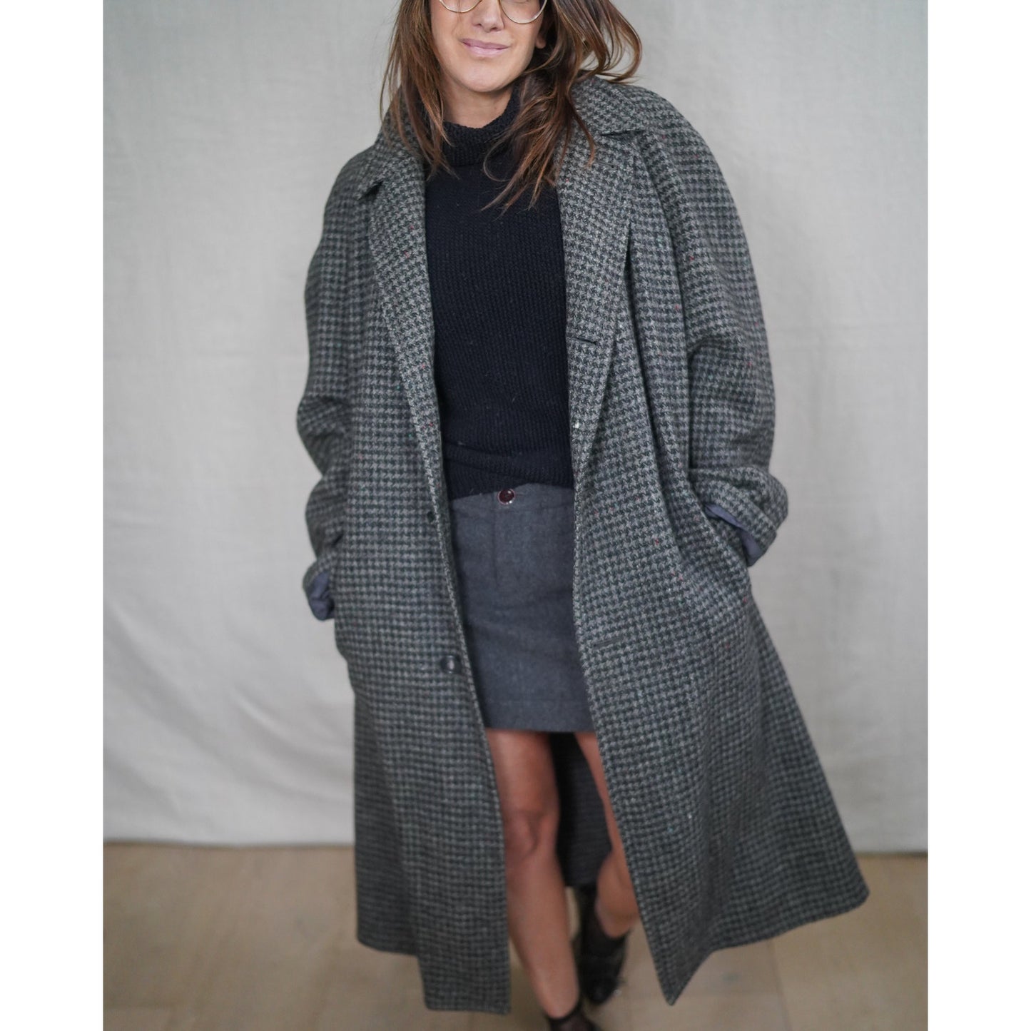 Vintage Charcoal Wool Mini Skirt Small