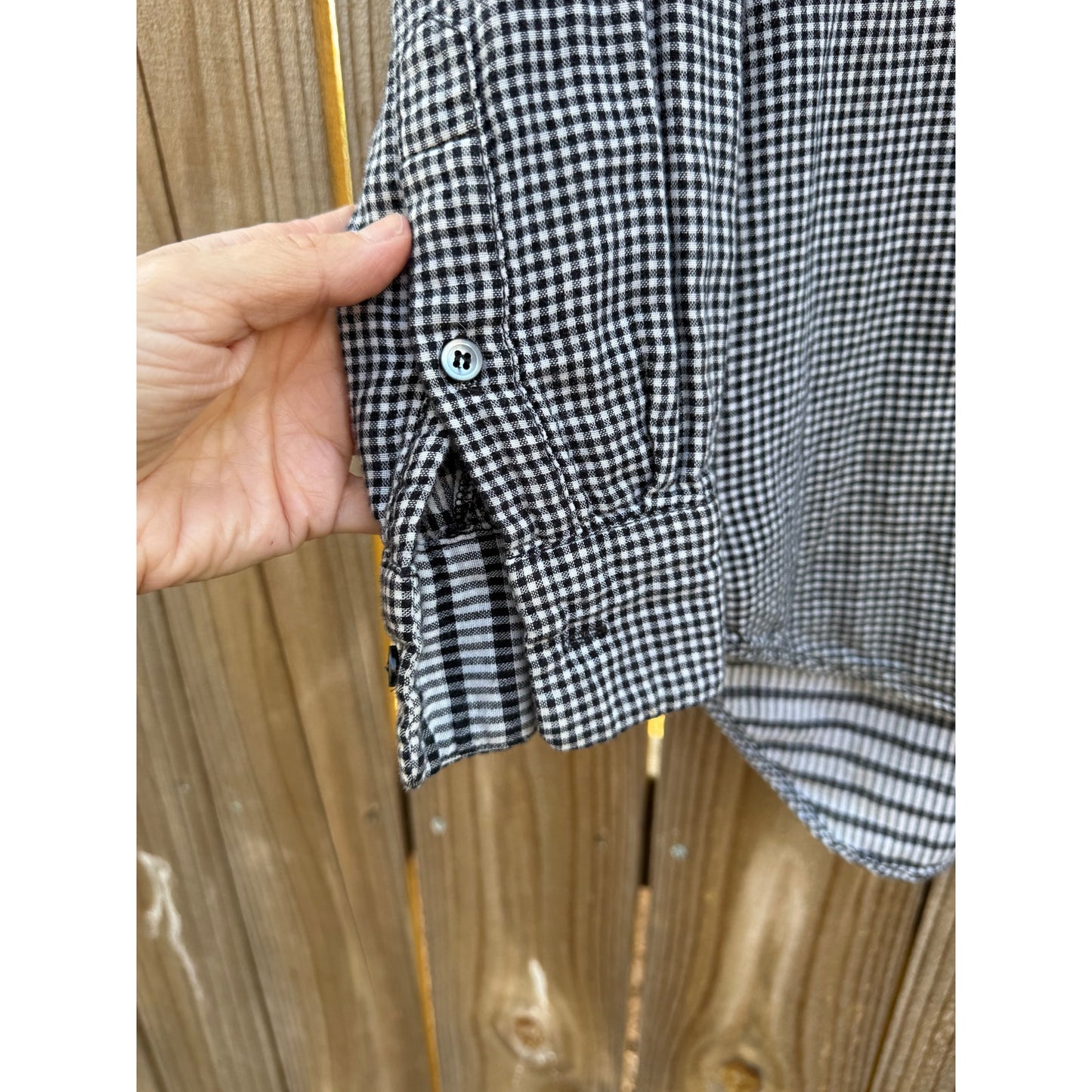 Madewell Micro Gingham Button-Up – Black/White – Size S