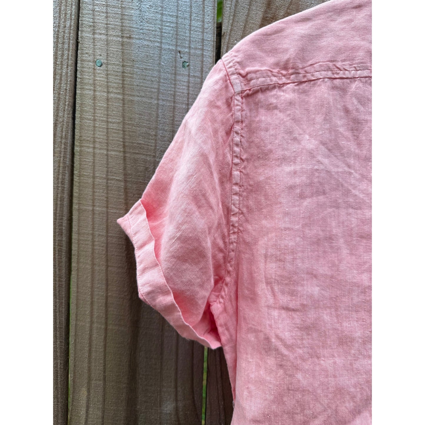 Linen Tie-Front Shirt in Summer Coral — Sunday Honey