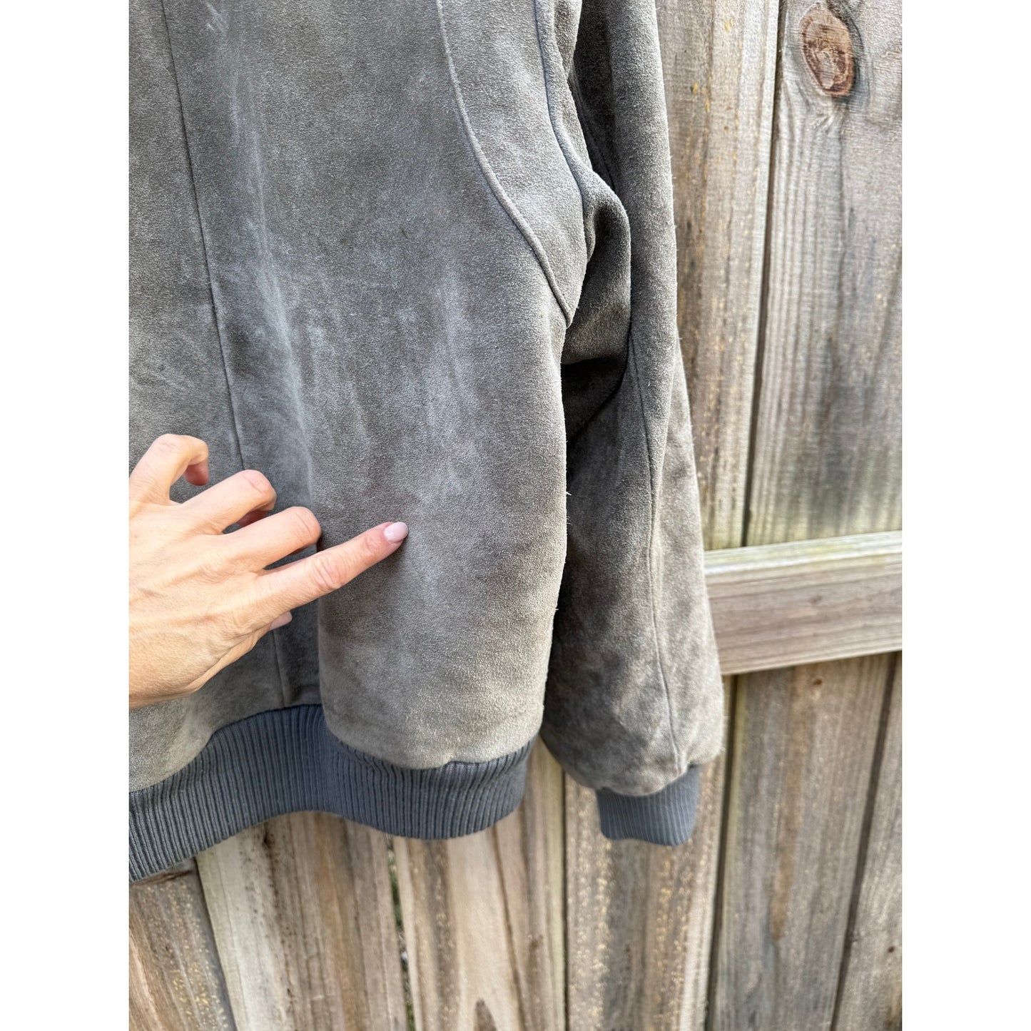 Vintage Alviero Suede Bomber - Slate Gray - Leather Jacket