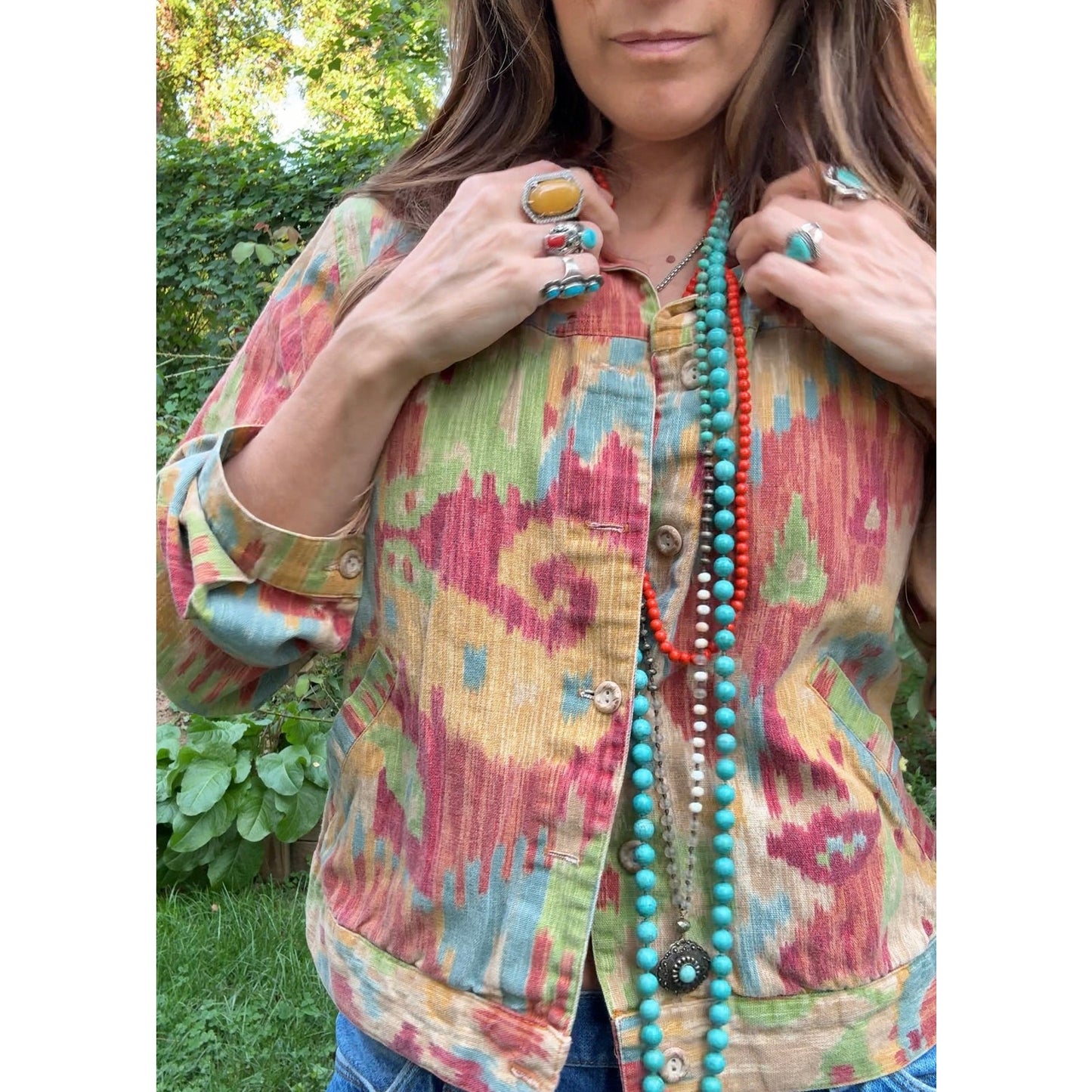 Vintage Ikat Print Cotton Jacket – 90s/00s Coldwater Creek