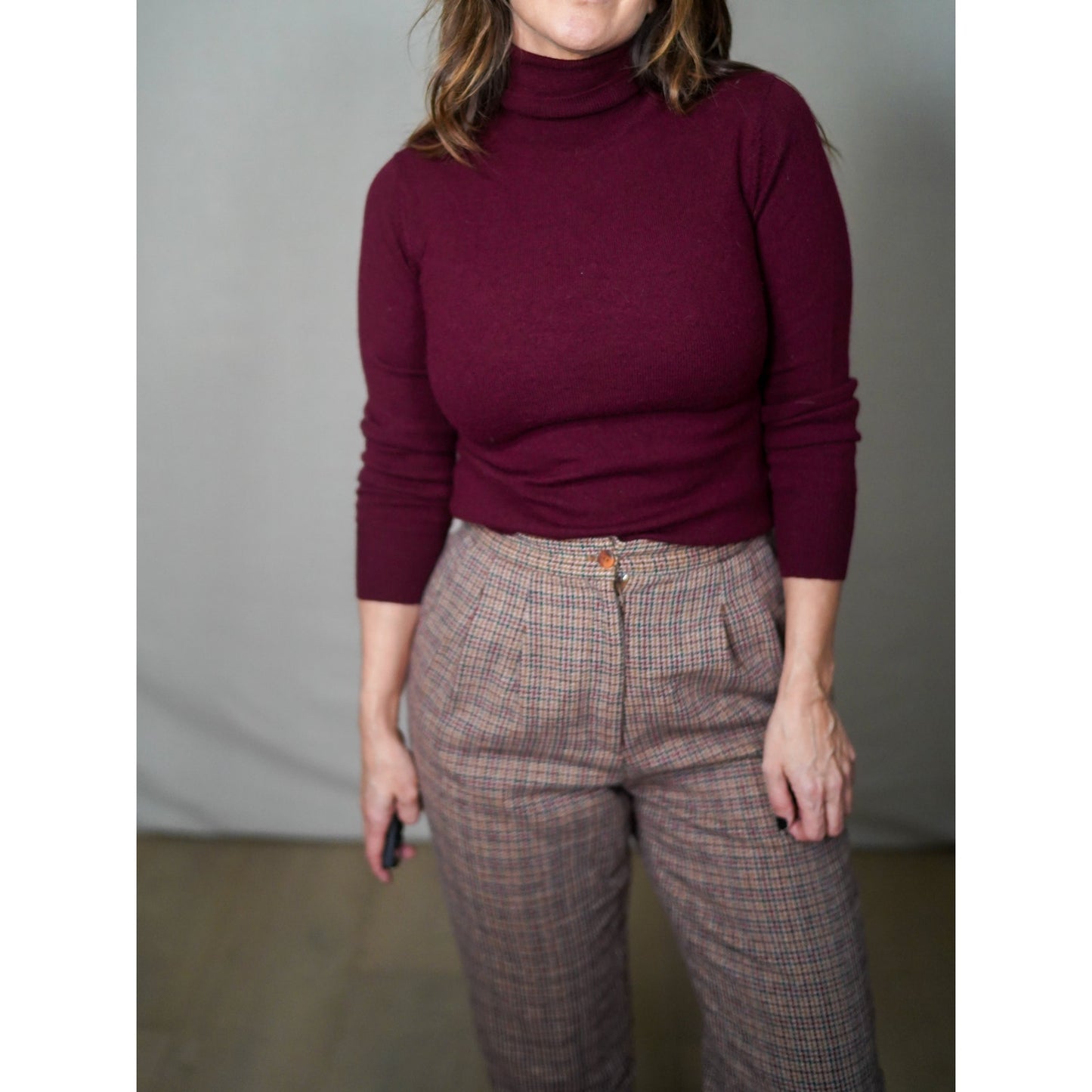 Vintage Joan Leslie Plaid Wool Trousers / Cropped Tailored Pants / 90s Minimal Prep