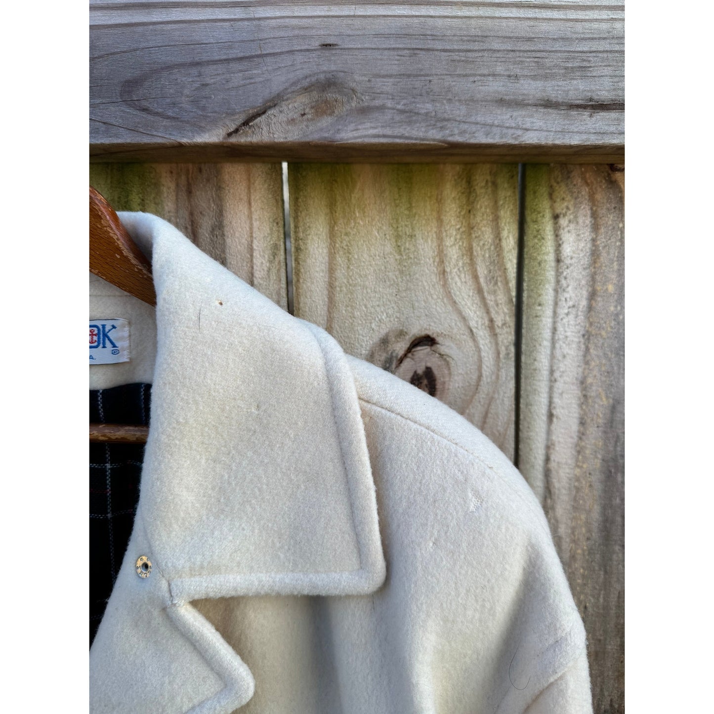 Vintage J.G. Hook Wool Duffle Coat Cream – Toggle Coat, Plaid Lined, Oversized Minimal, USA Made