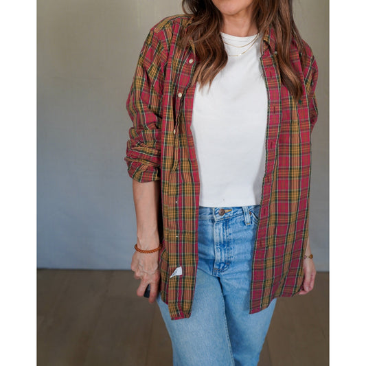 Ralph Lauren Plaid Button Down Shirt / Classic Fit / Red Green Tartan / Vintage Prep
