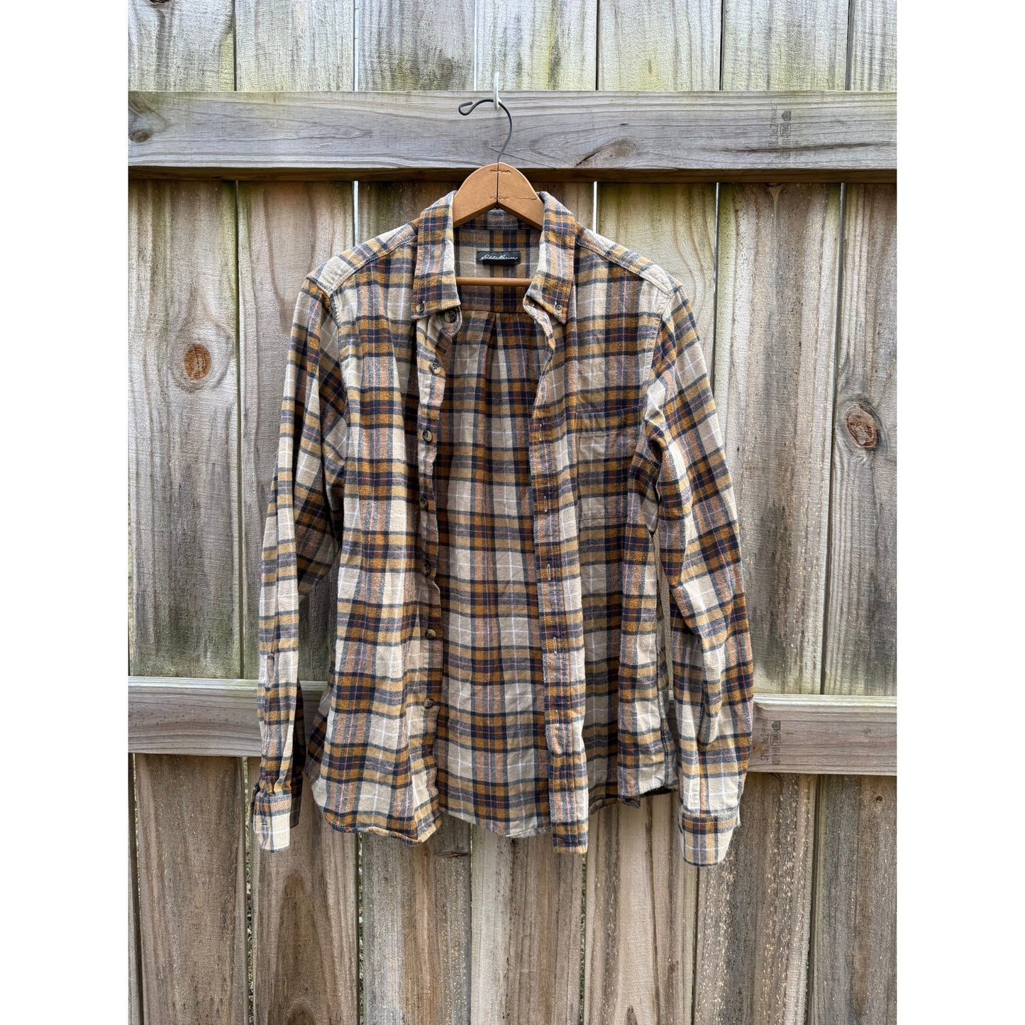 Eddie Bauer Plaid Flannel Shirt – Camel / Rust