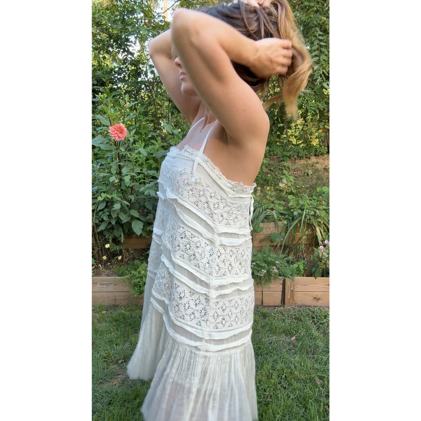 Free People Ivory Lace &amp; Cotton Mini Dress