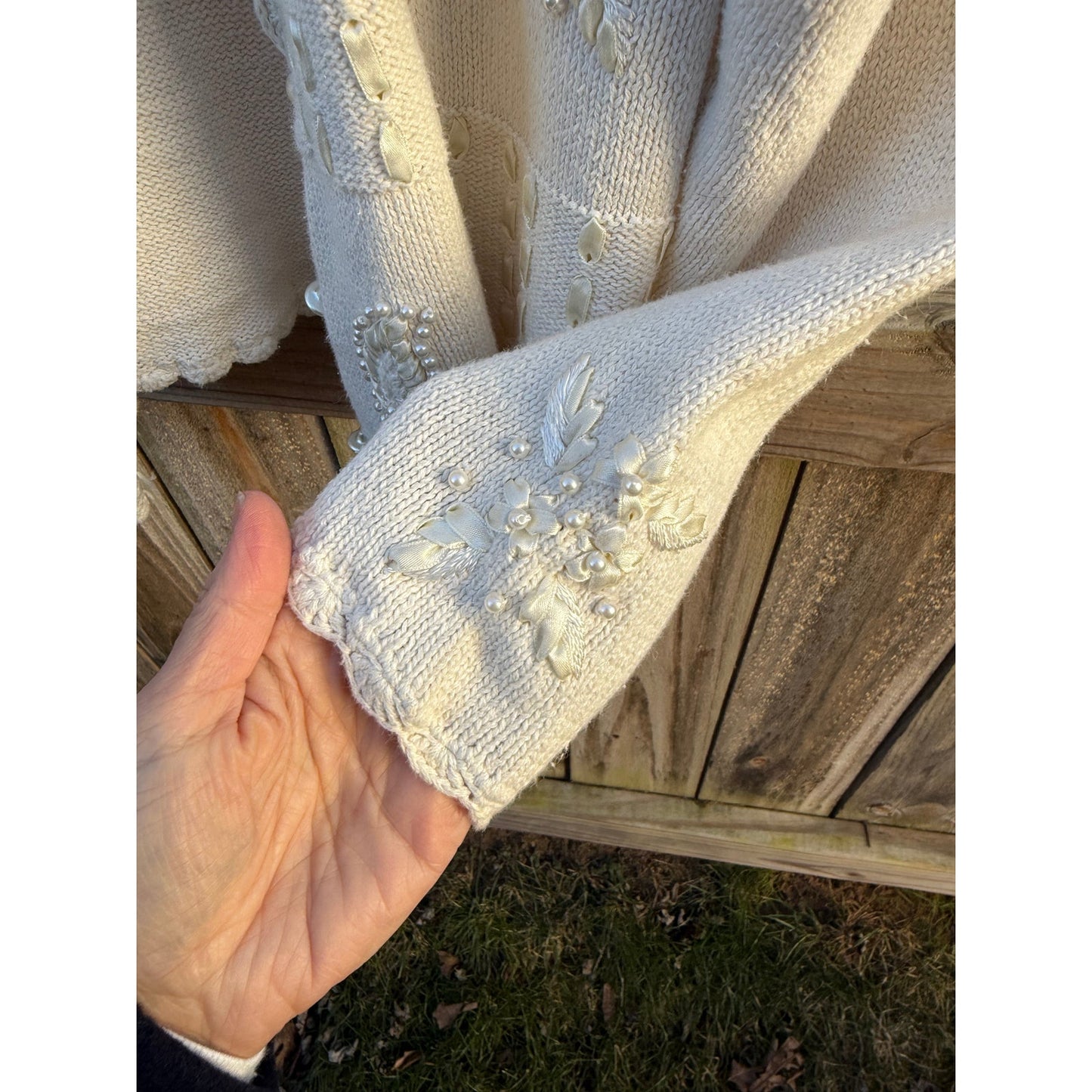 Vintage Pearl Heart Patchwork Cardigan - Valentine