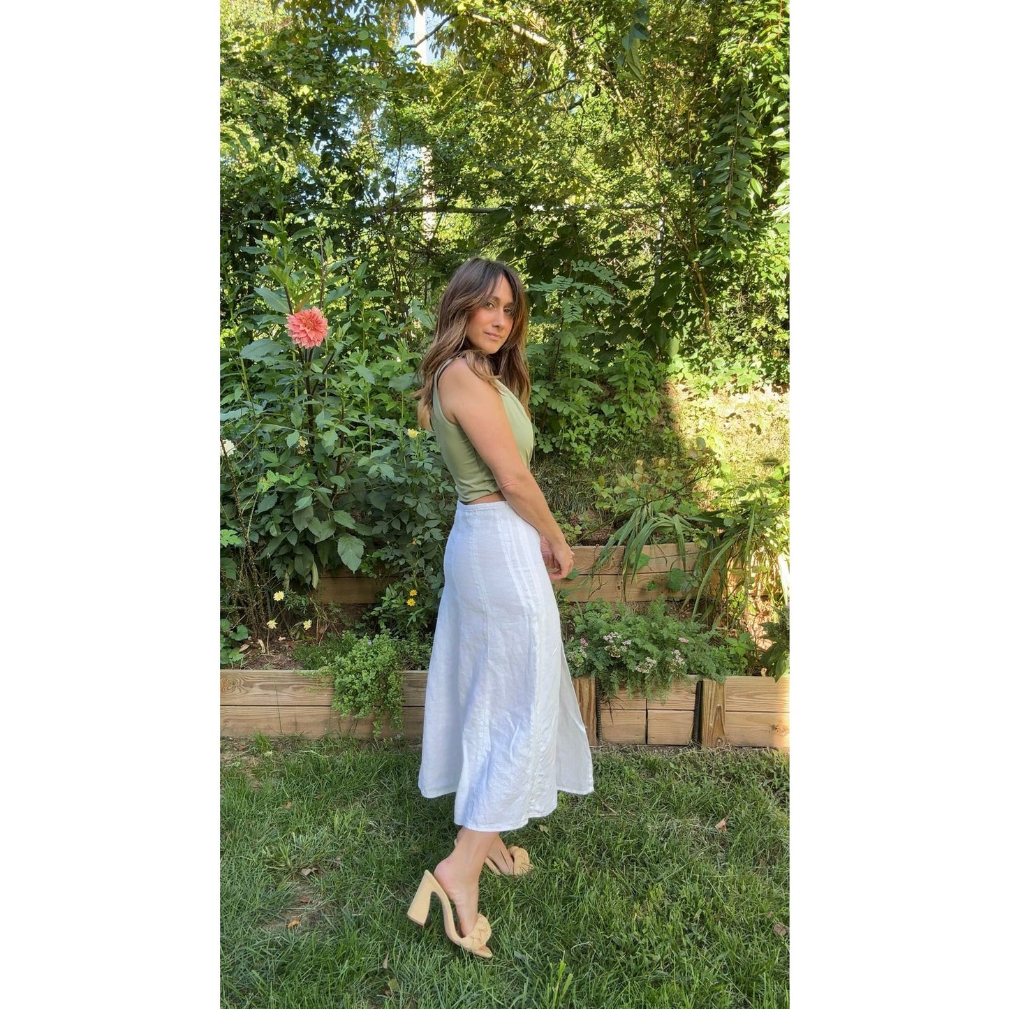 Reworked French Linen Midi Skirt — Sunday Honey Original