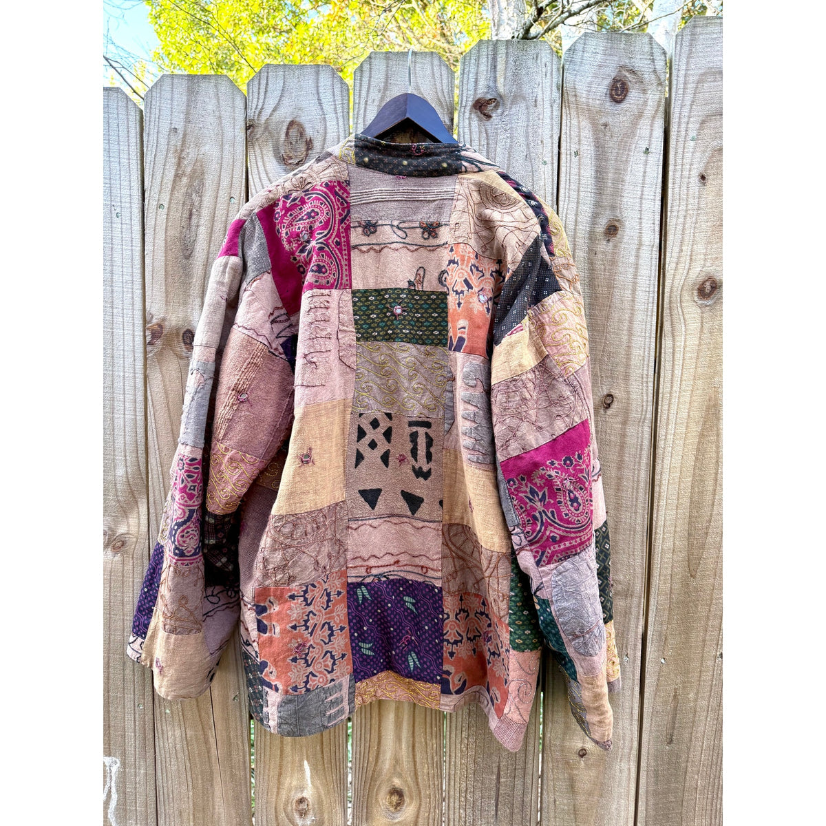 Vintage Patchwork Button-Down Jacket - Earth Tones - Made in India - Bohemian