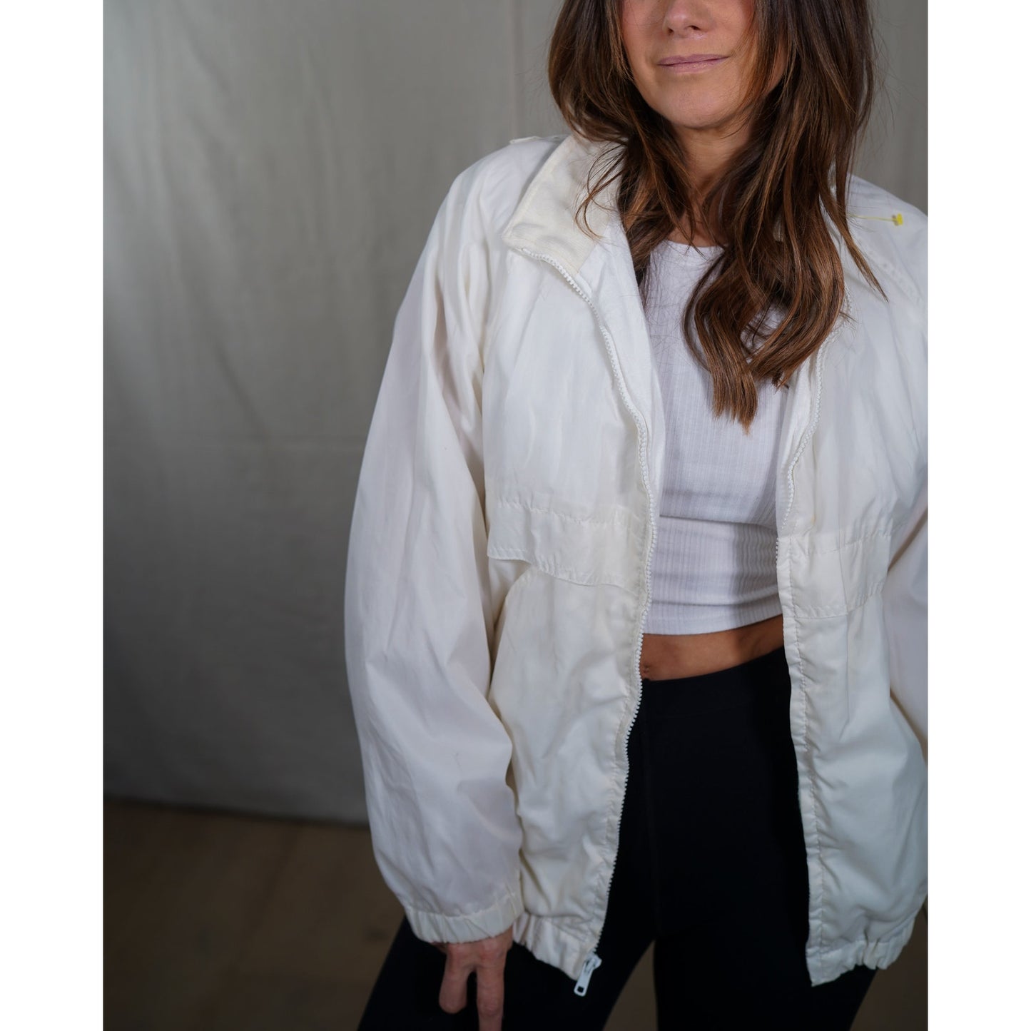 Vintage Sport Shell – Soft Ivory Windbreaker Jacket