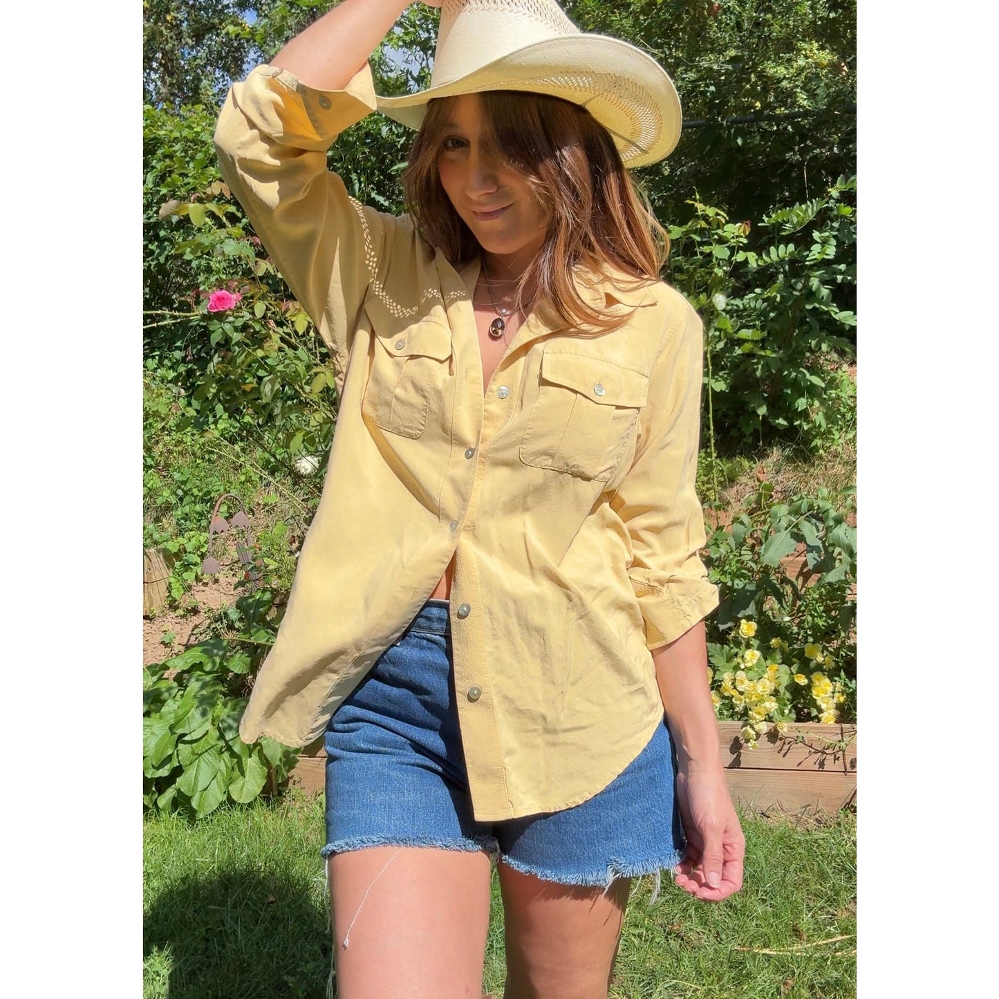 Silk Button-Down Shirt — Butter Yellow / Western Luxe Vintage