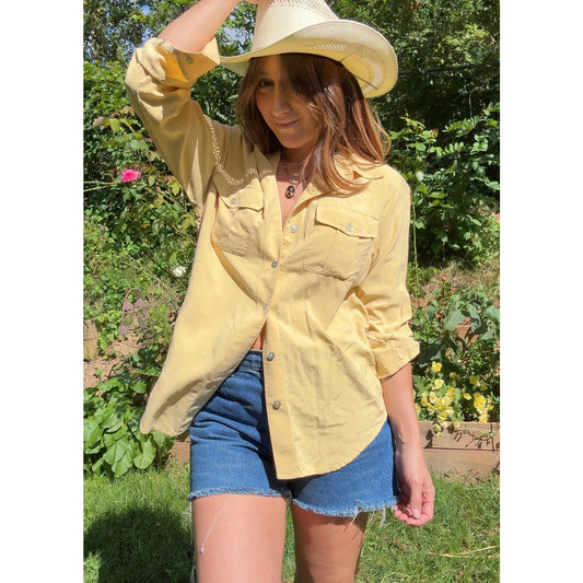 Silk Button-Down Shirt — Butter Yellow / Western Luxe Vintage