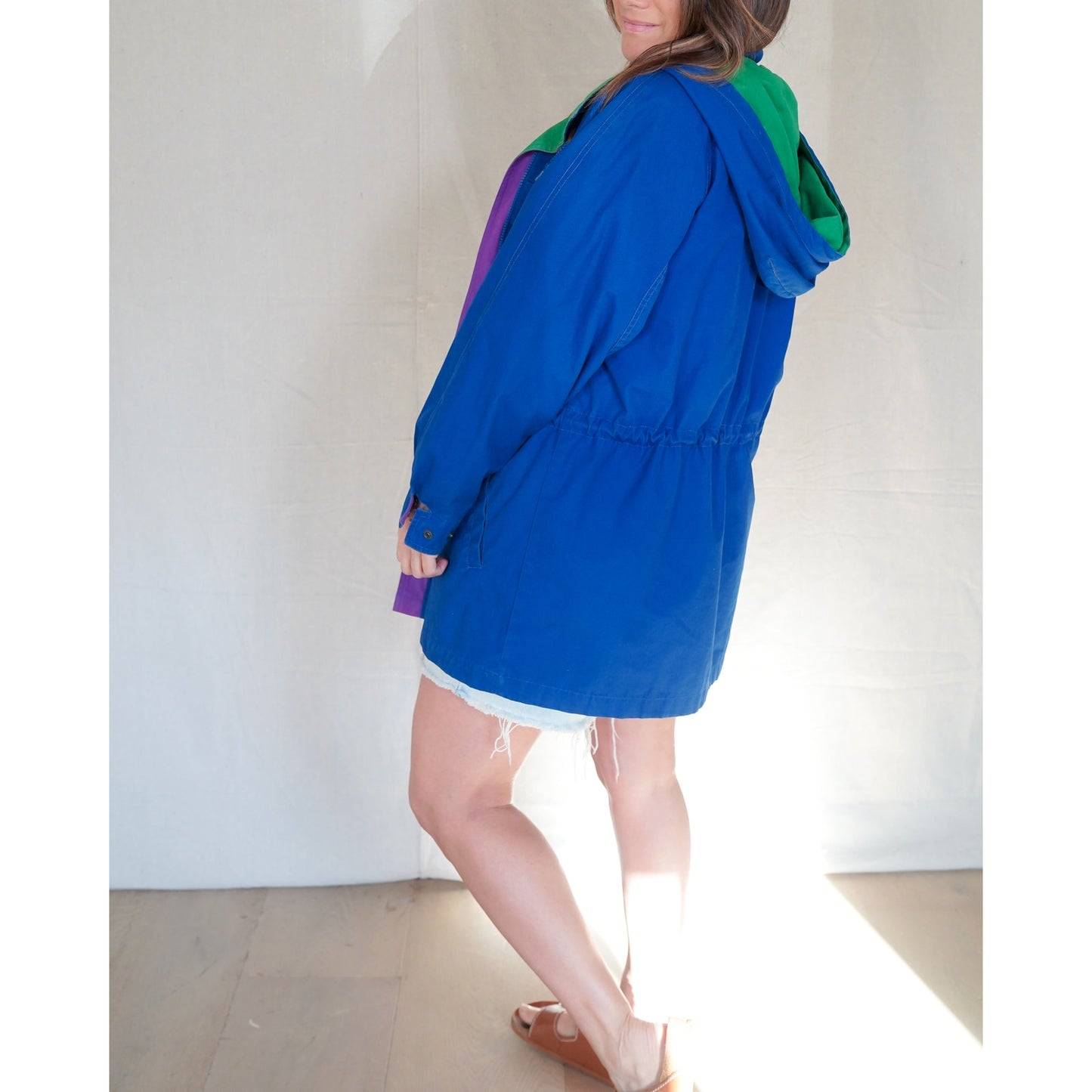 London Fog Colorblock Utility Jacket – Blue/Green/Purple – Size 6