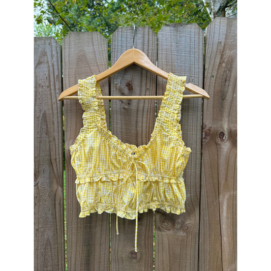 Sunshine Gingham Ruffle Crop Top
