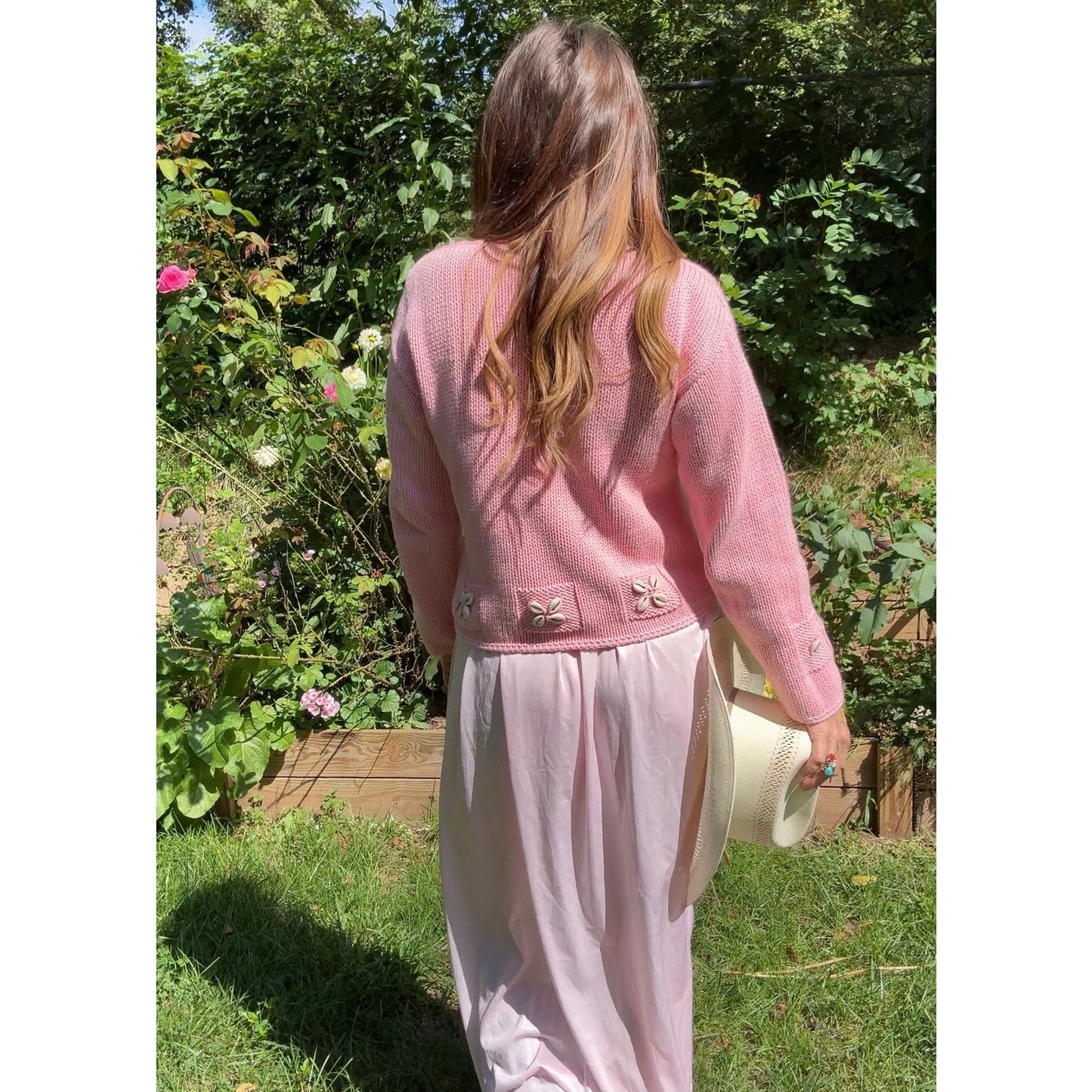 Cowrie Shell Knit Sweater — Bubblegum Pink 90s Surf / Coastal Cowboy