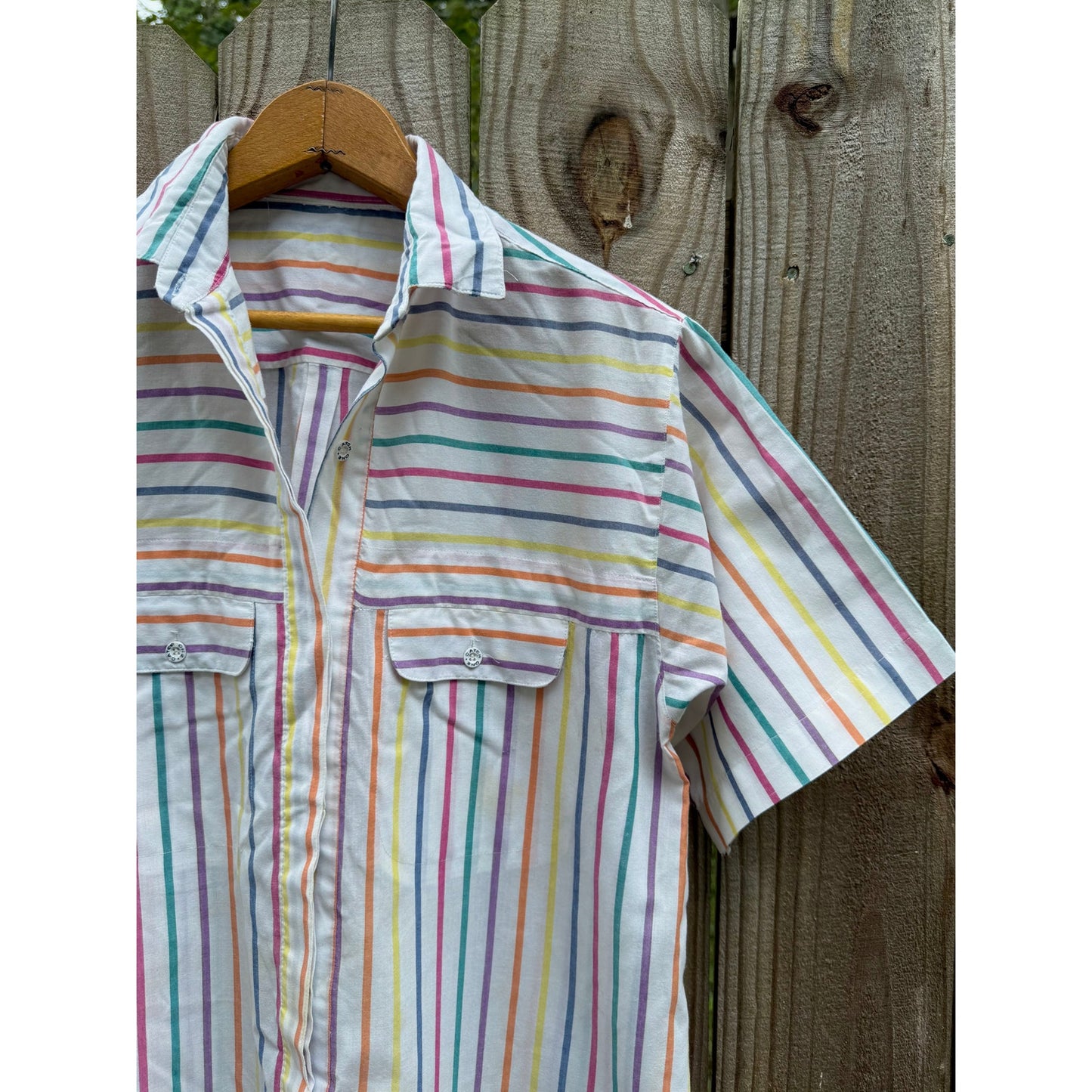 90’s Rainbow Stripe Button Down (Vintage Cotton)