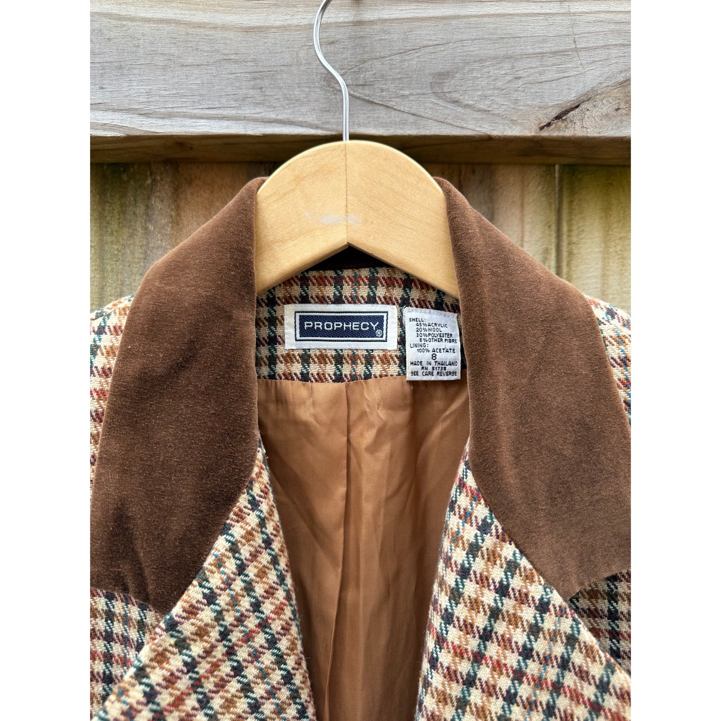 Vintage Sage Harbor Houndstooth Wool Blend Blazer