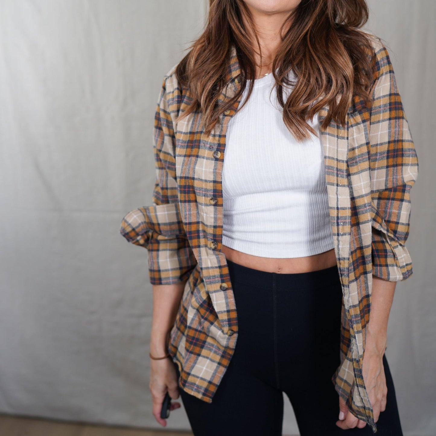Eddie Bauer Plaid Flannel Shirt – Camel / Rust