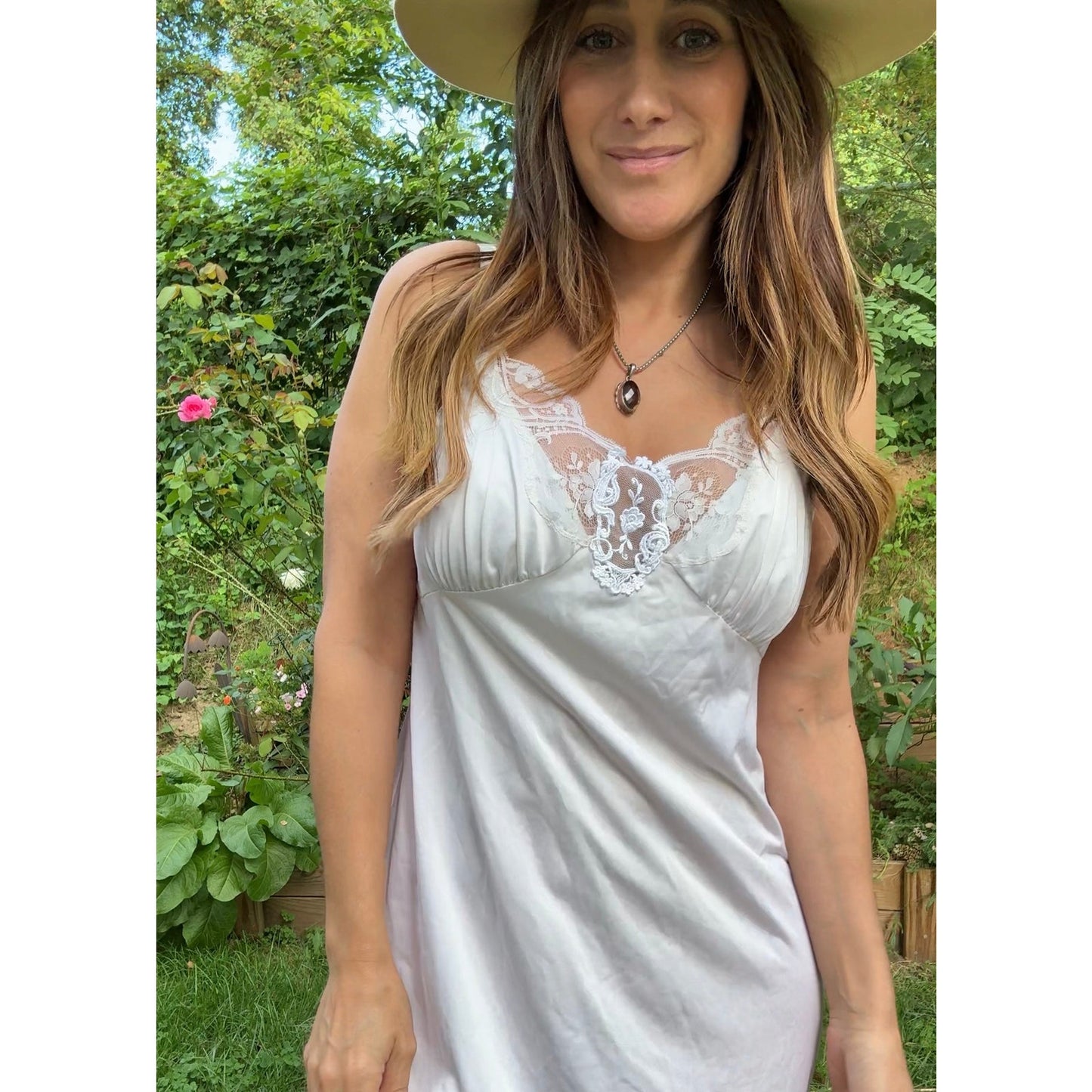 Vintage Ivory Lace Slip Dress