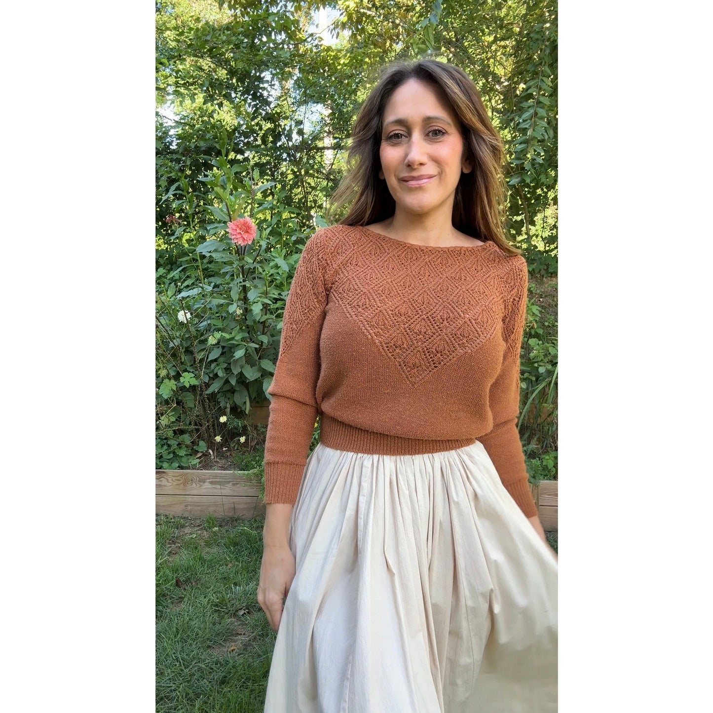 Ivory Textured Pleated Full Maxi Skirt