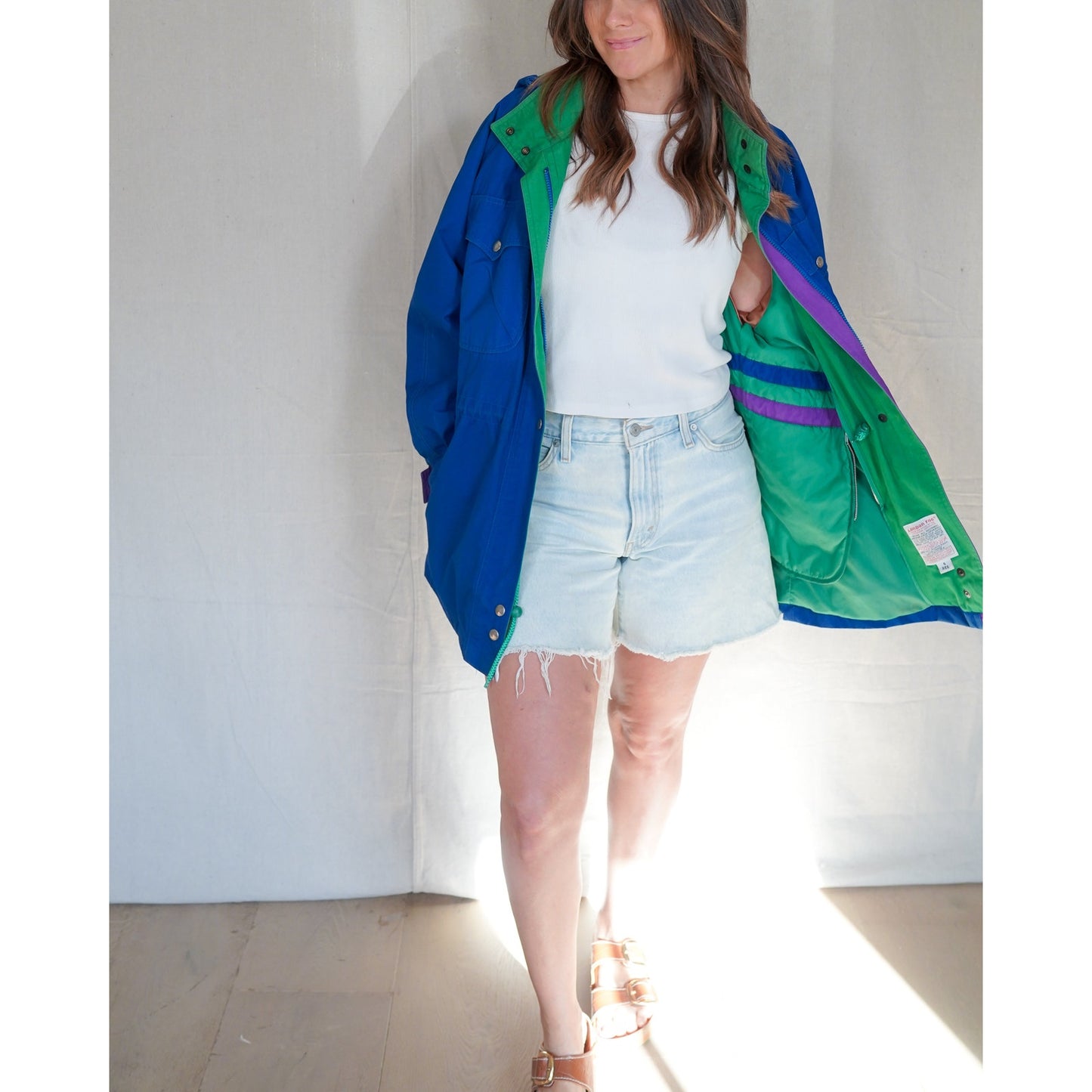 London Fog Colorblock Utility Jacket – Blue/Green/Purple – Size 6