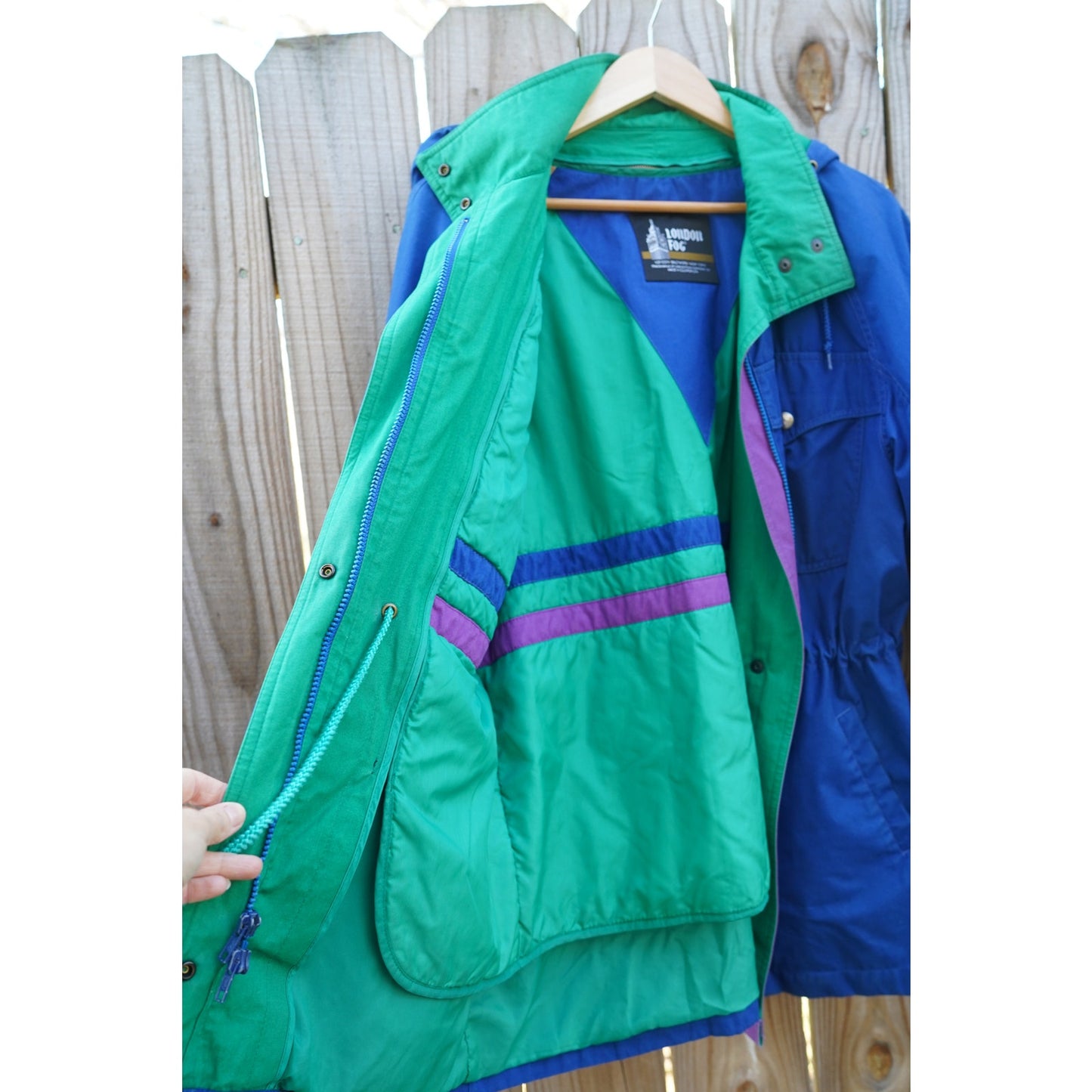 London Fog Colorblock Utility Jacket – Blue/Green/Purple – Size 6