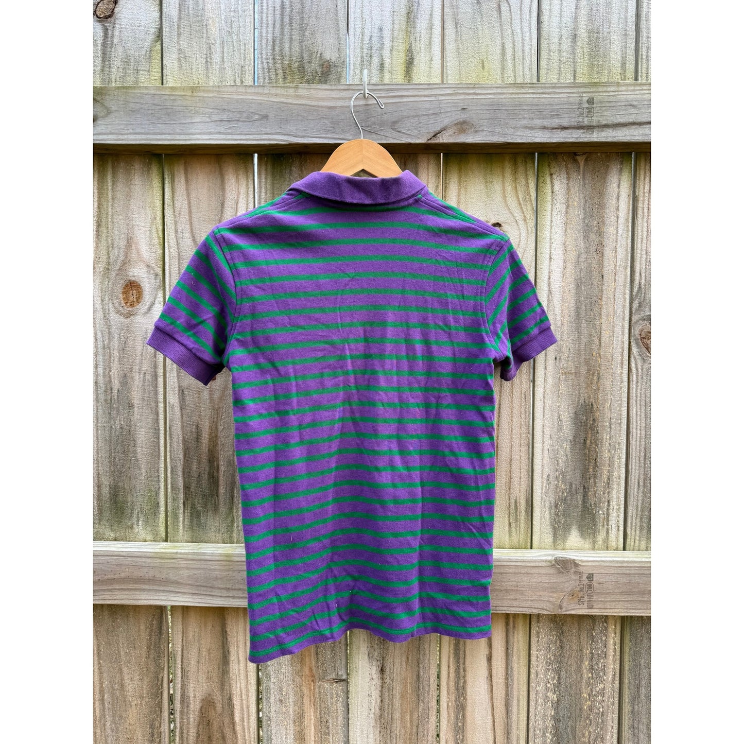 Vintage Retro Purple + Green Stripe Polo