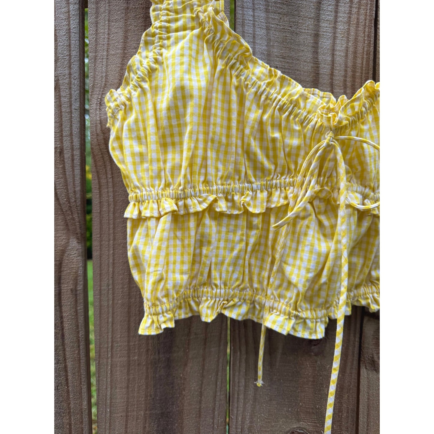 Sunshine Gingham Ruffle Crop Top